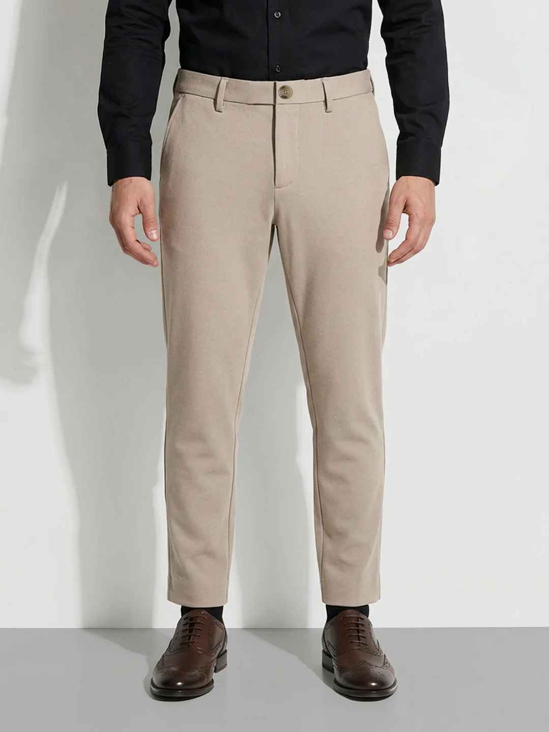 Beige Cropped Men's Chinos by Being Human Clothing