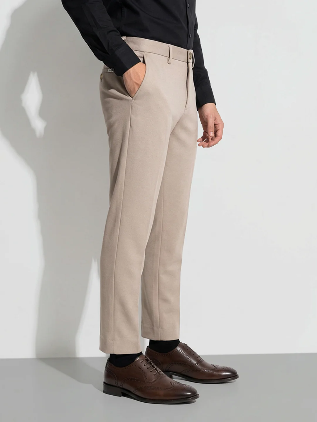 Beige Cropped Men's Chinos by Being Human Clothing - Image 2