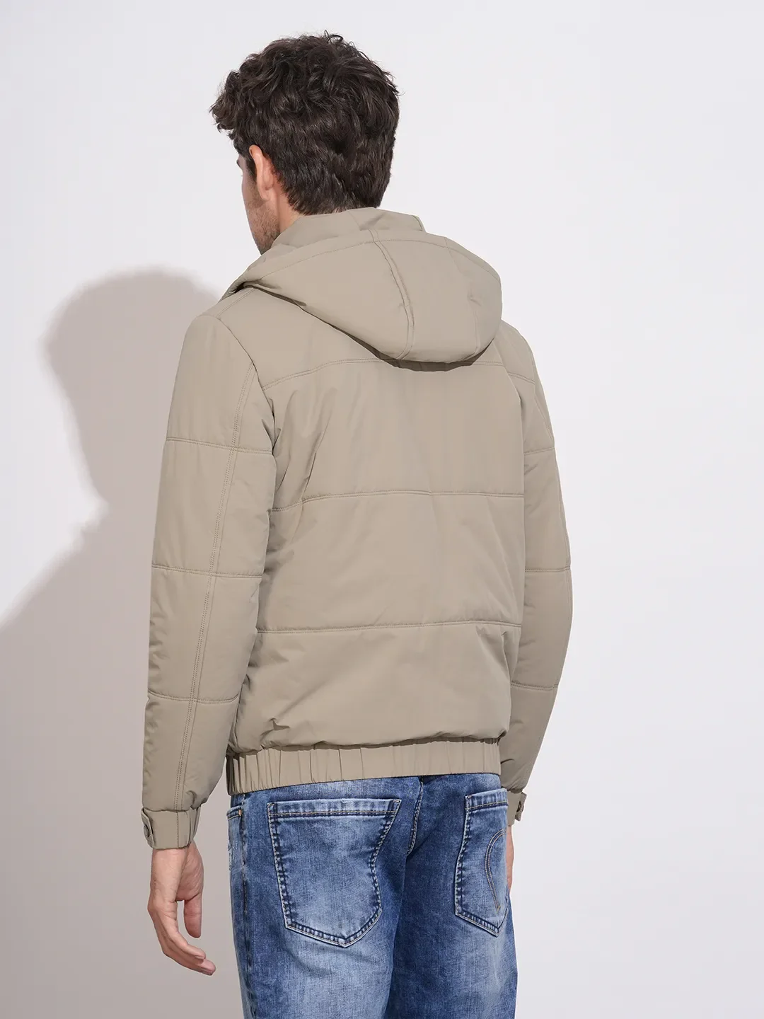 Beige Regular Fit Long Sleeves Polyester Men's Jacket by Being Human Clothing - Image 3