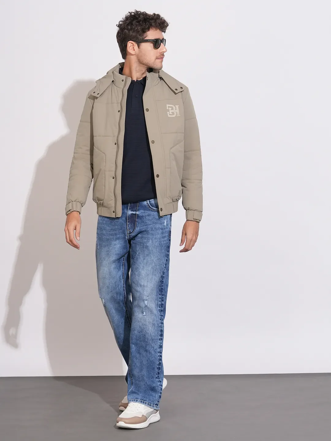 Beige Regular Fit Long Sleeves Polyester Men's Jacket by Being Human Clothing - Image 4