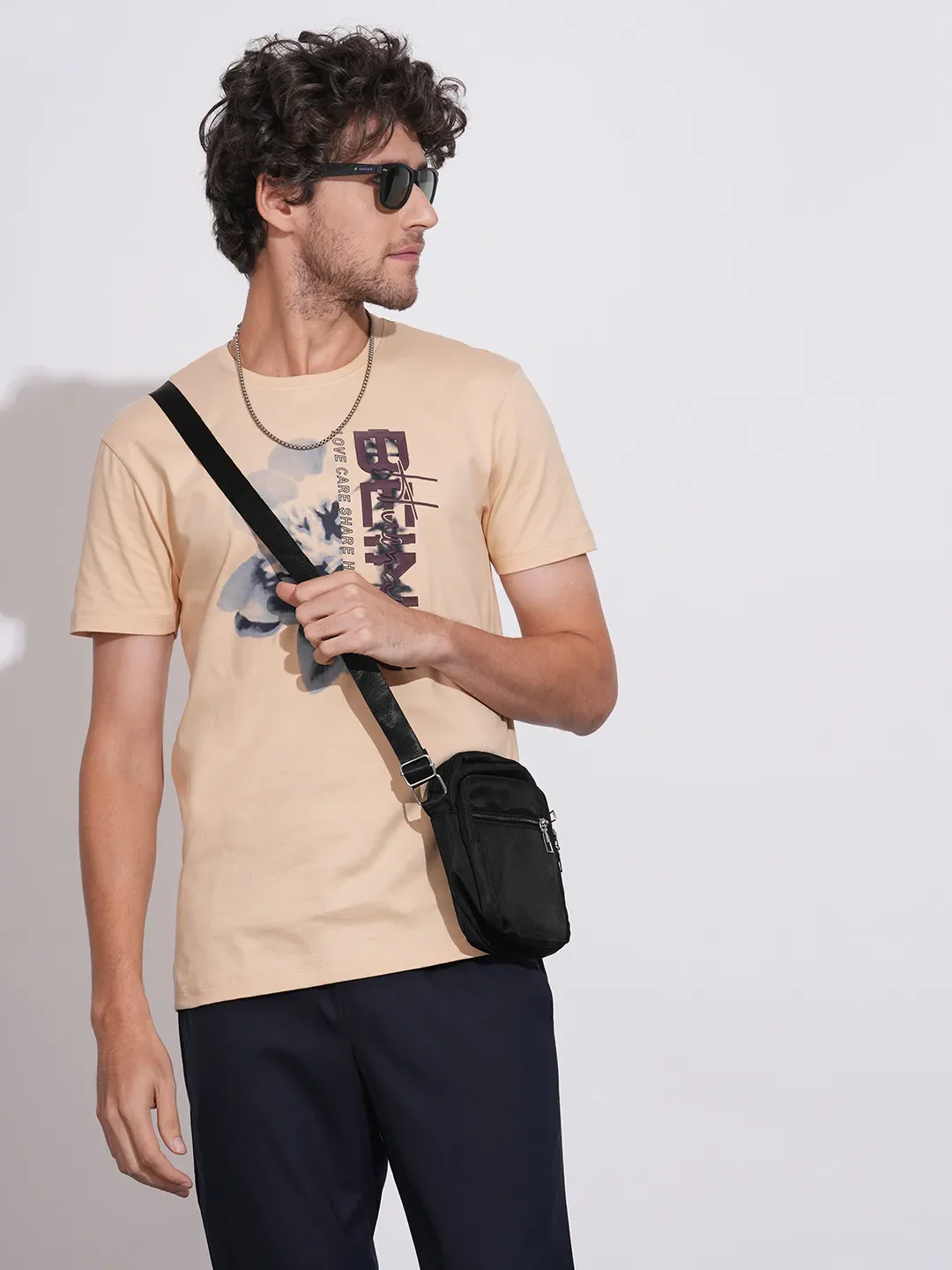 Beige Moderno Fit Round Neck Men's T-Shirt by Being Human Clothing - Image 6