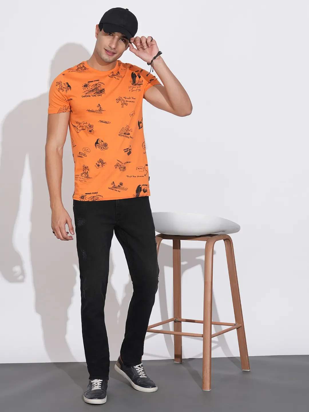 Black Cropped Fit Cotton Blend Men's Denims by Being Human Clothing - Image 4