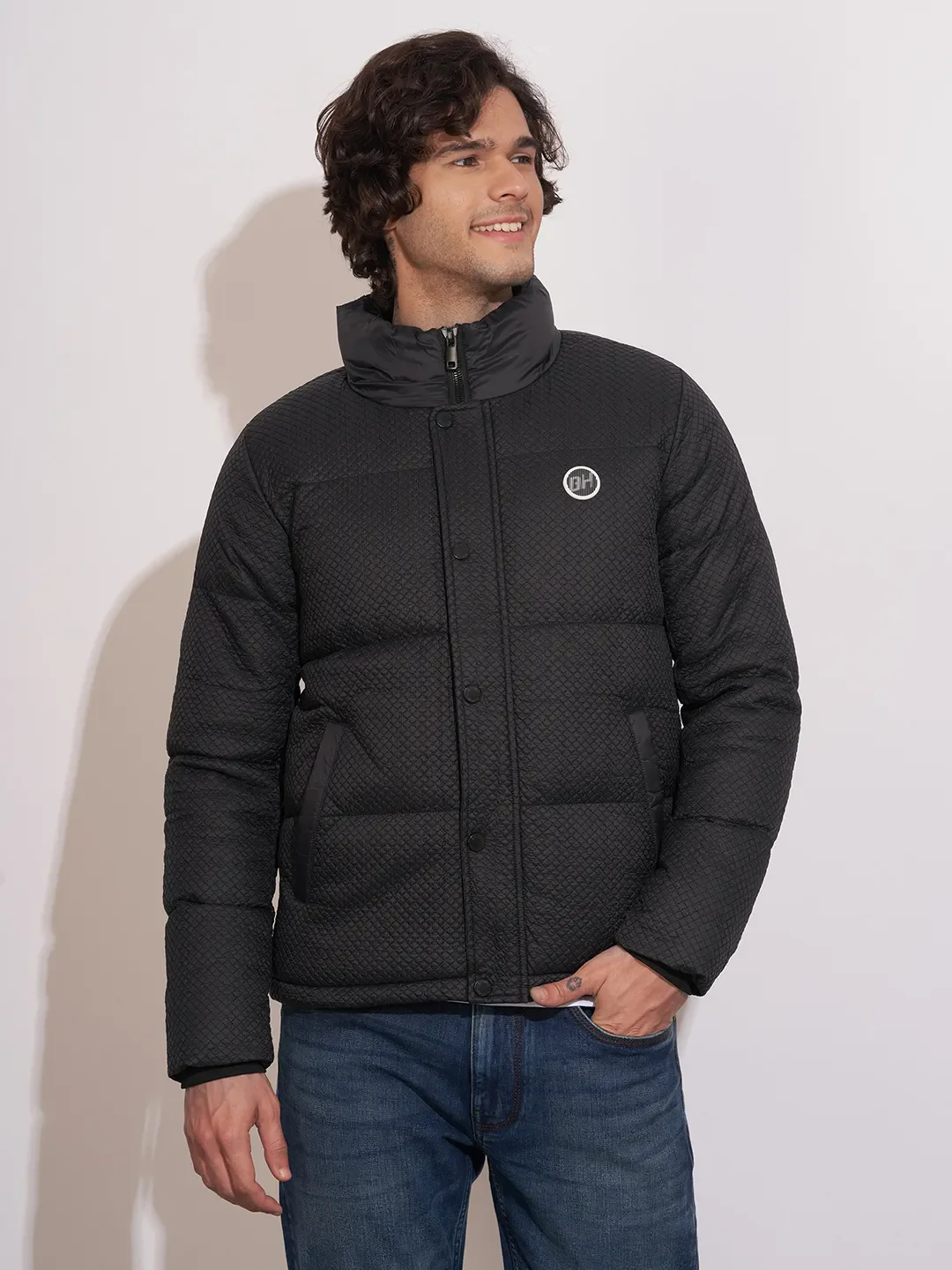 Black Regular Fit Men's Jacket by Being Human Clothing