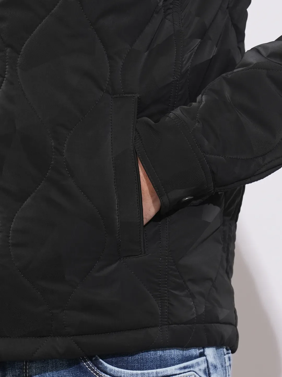 Black Regular Fit Long Sleeves Polyester Men's Jacket by Being Human Clothing - Image 7