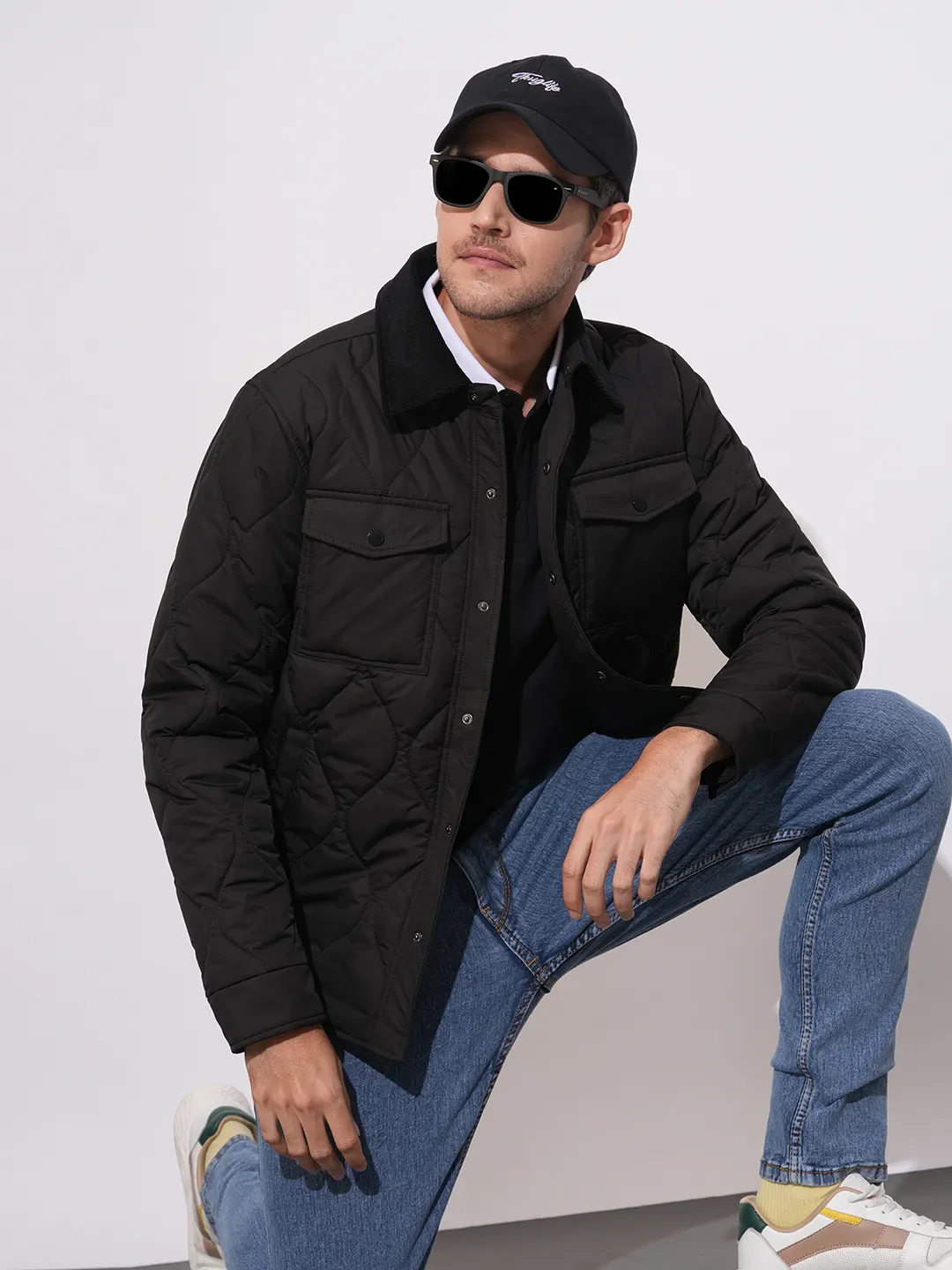 Black Regular Fit Long Sleeves Polyester Men's Jacket by Being Human Clothing - Image 6