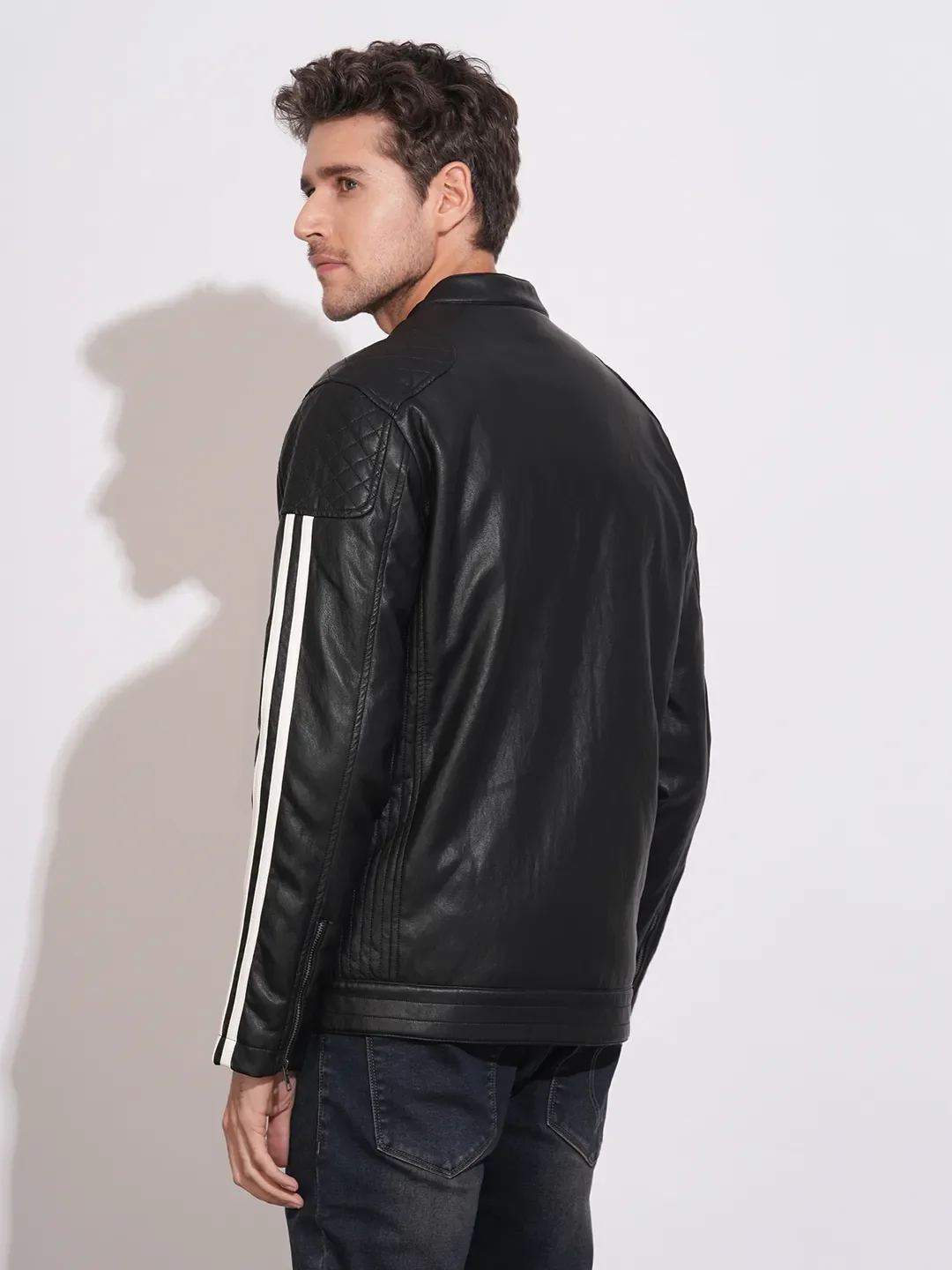 Black Regular Fit Long Sleeves Polyester Men's Jacket by Being Human Clothing - Image 3