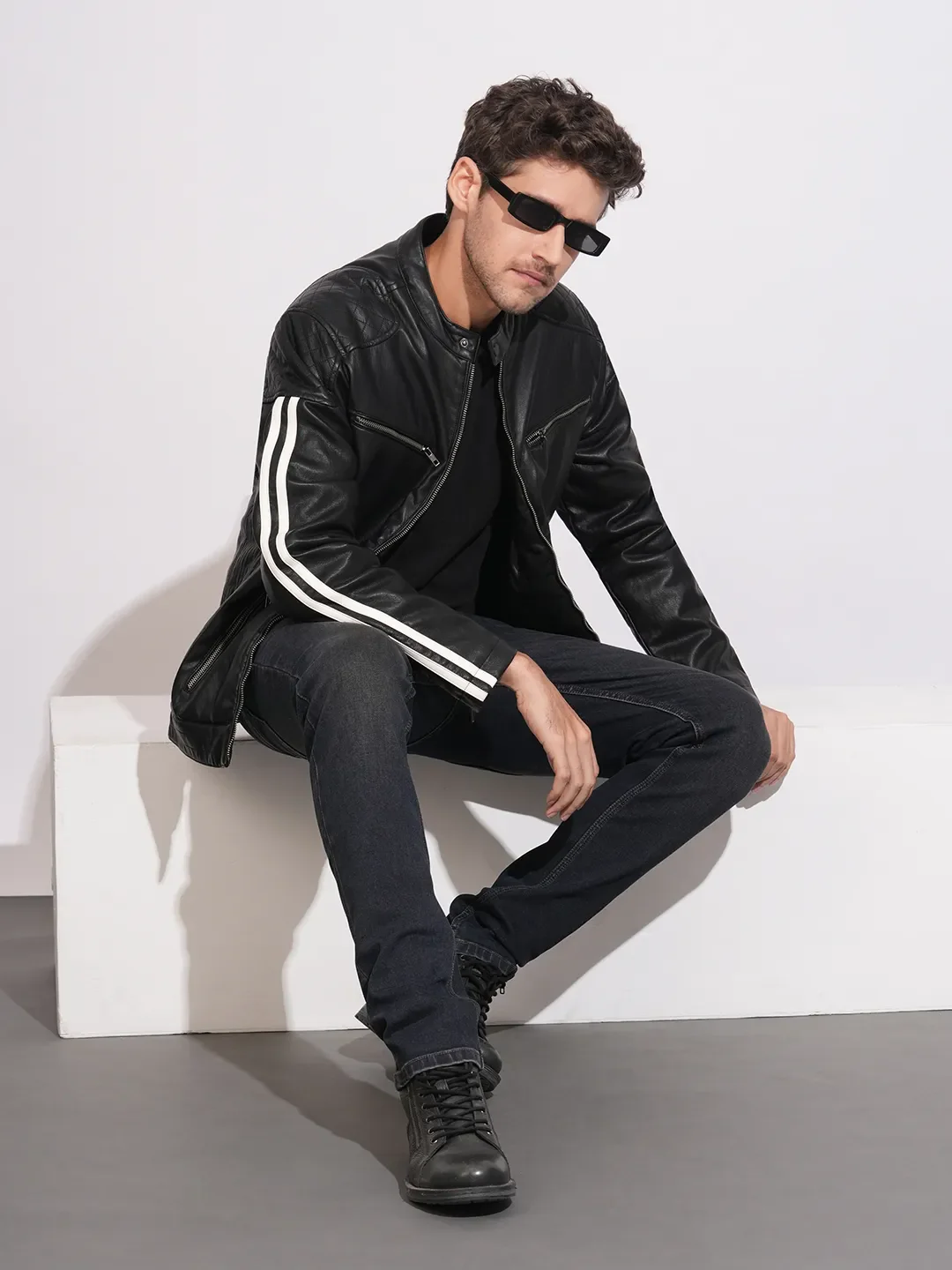 Black Regular Fit Long Sleeves Polyester Men's Jacket by Being Human Clothing - Image 4