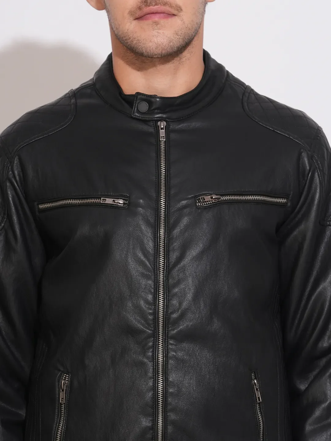 Black Regular Fit Long Sleeves Polyester Men's Jacket by Being Human Clothing - Image 5
