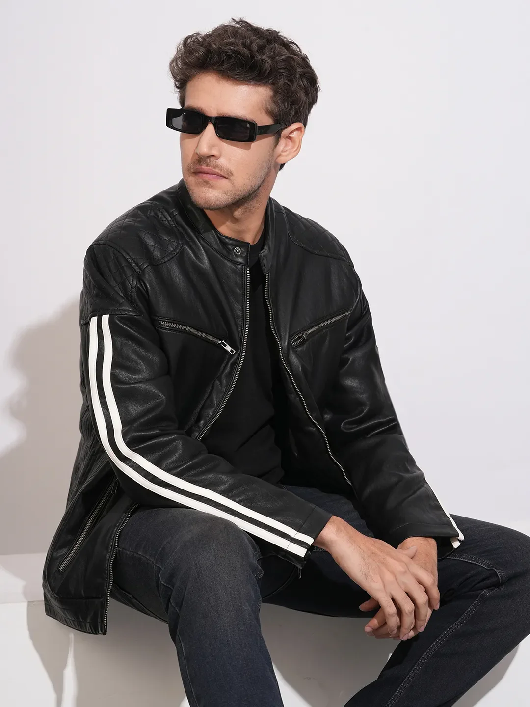 Black Regular Fit Long Sleeves Polyester Men's Jacket by Being Human Clothing - Image 6