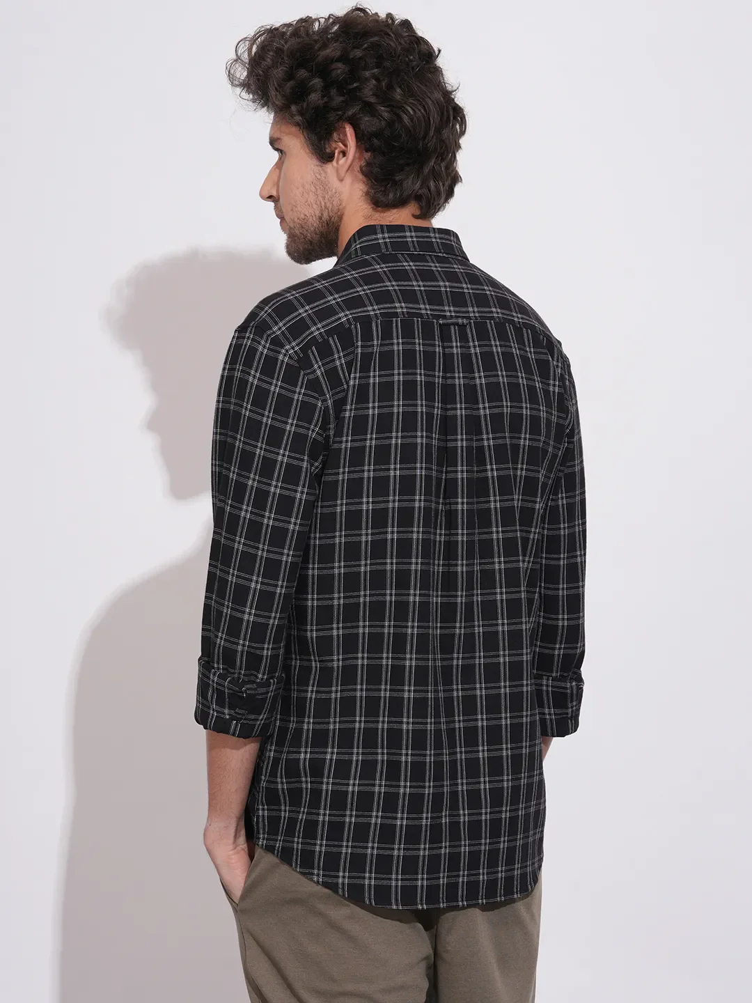 Black Regular Fit Regular Collar Men's Shirt by Being Human Clothing - Image 3