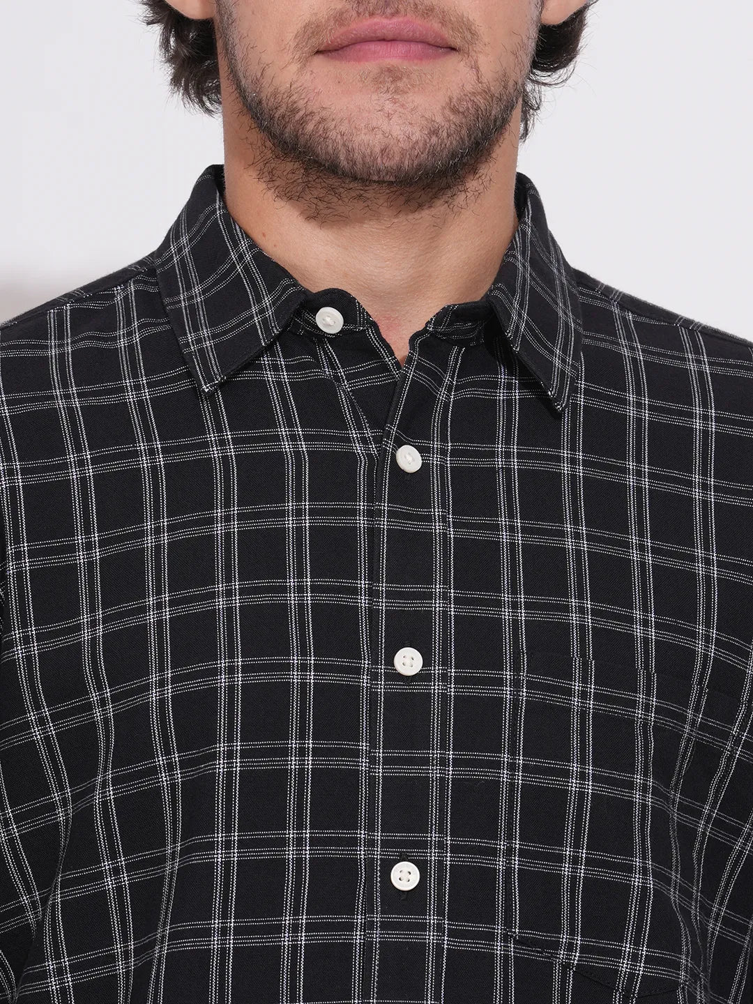 Black Regular Fit Regular Collar Men's Shirt by Being Human Clothing - Image 5