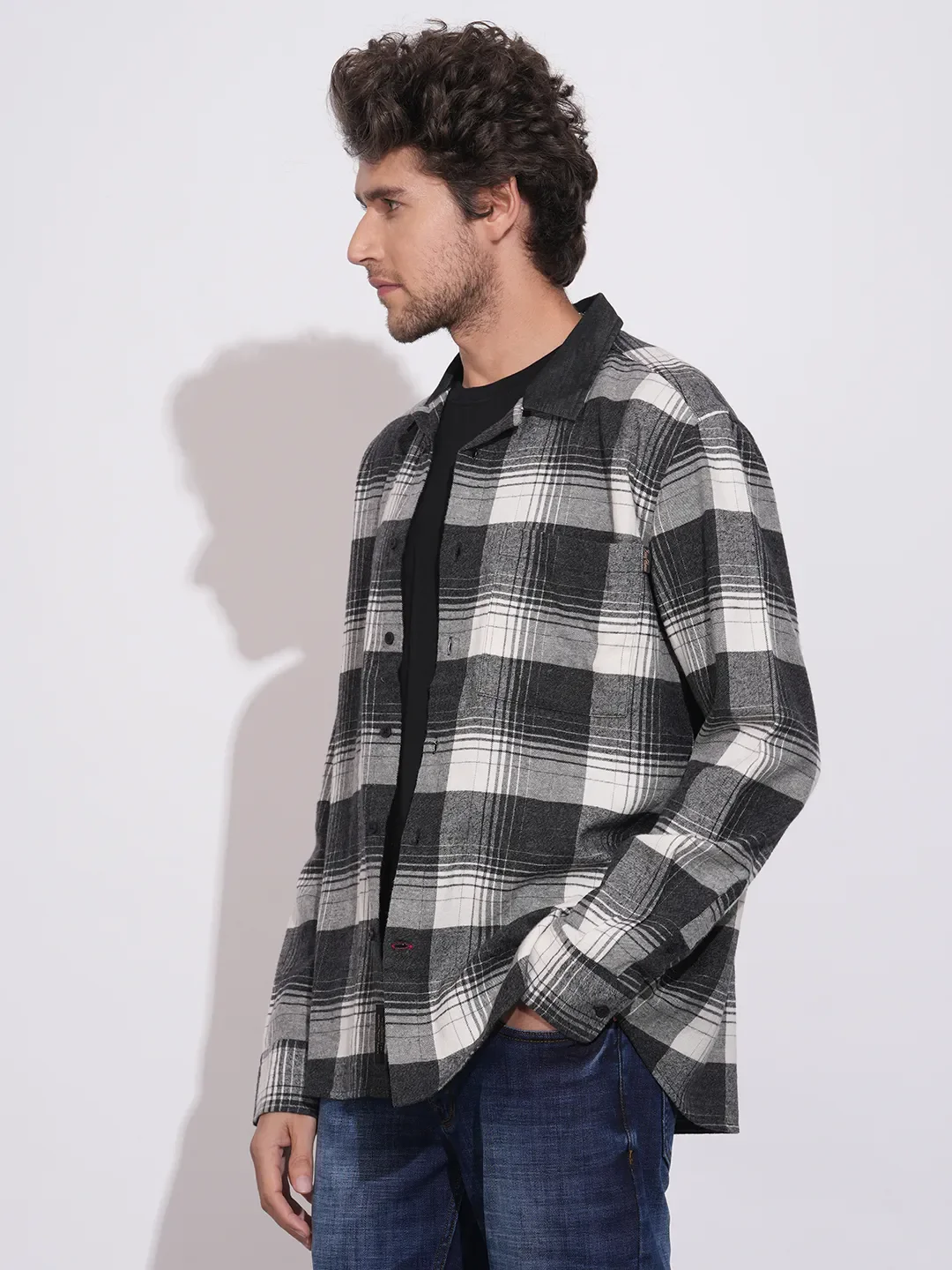 Black Regular Fit Regular Collar Men's Shirt by Being Human Clothing - Image 2