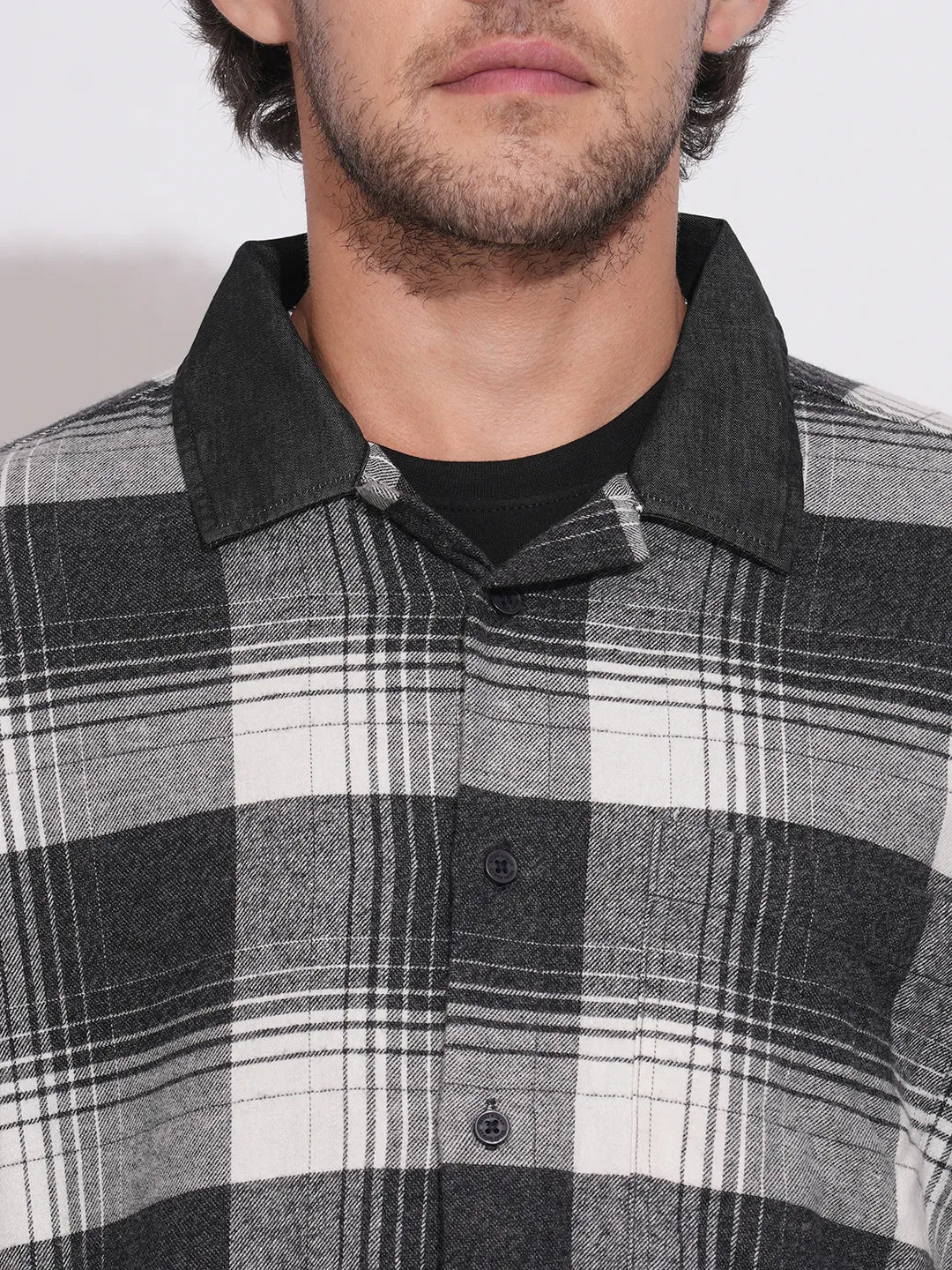 Black Regular Fit Regular Collar Men's Shirt by Being Human Clothing - Image 5