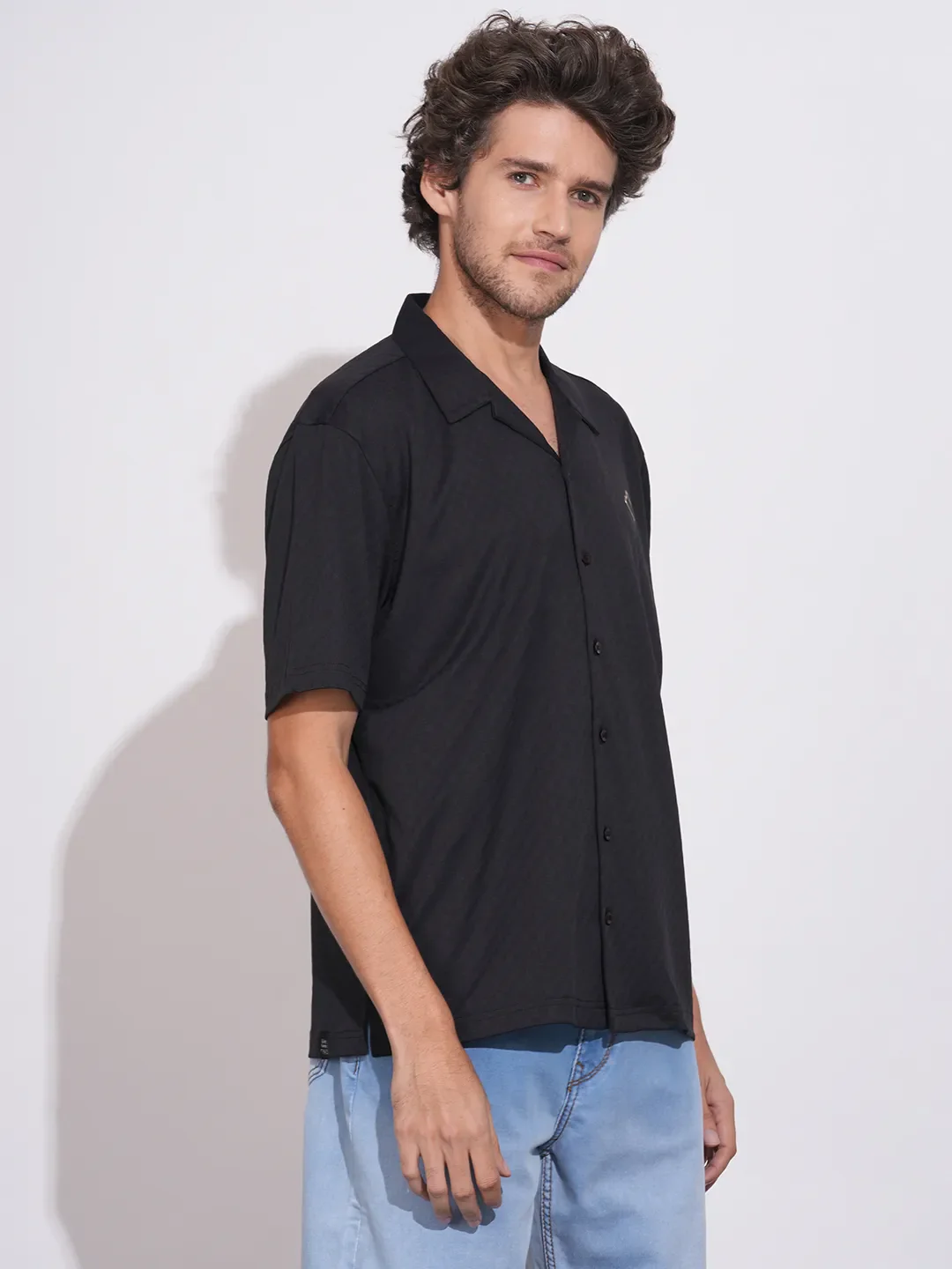 Black Moderno Fit Regular Collar Men's Shirt by Being Human Clothing - Image 2