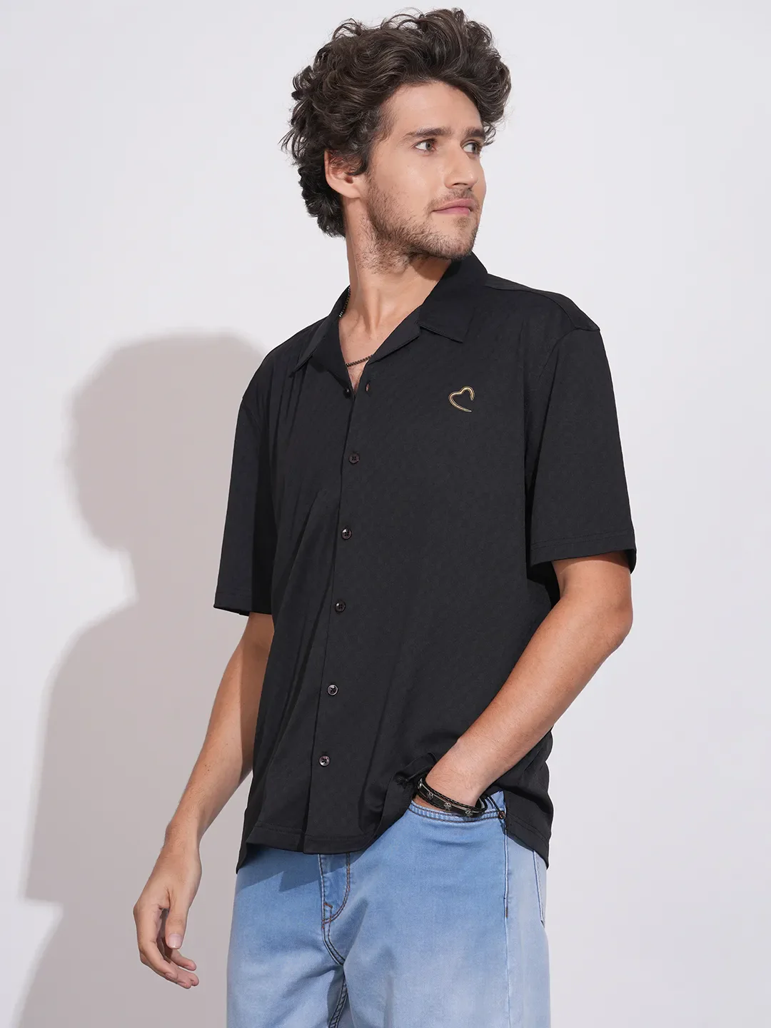 Black Moderno Fit Regular Collar Men's Shirt by Being Human Clothing - Image 6