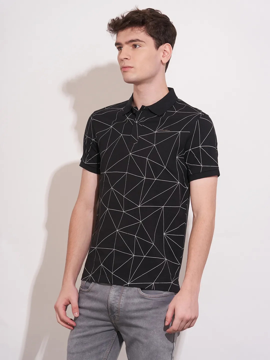 Black Regular Fit Men's Polo T-Shirt by Being Human Clothing - Image 2
