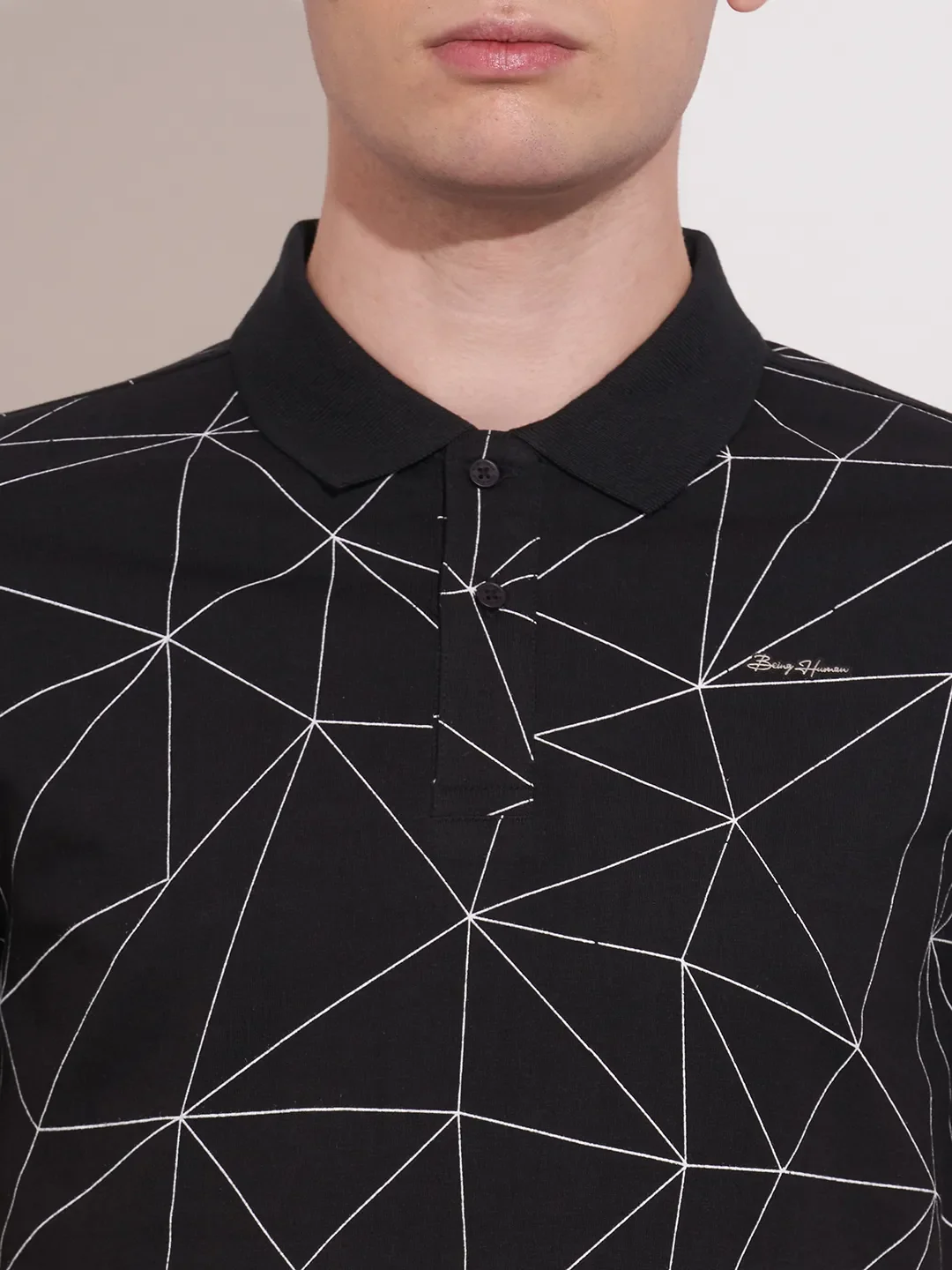 Black Regular Fit Men's Polo T-Shirt by Being Human Clothing - Image 5