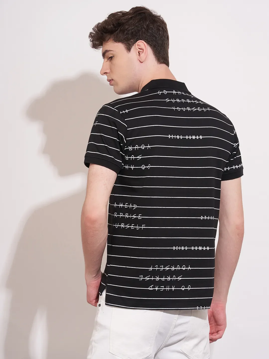 Black Regular Fit Men's Polo T-Shirt by Being Human Clothing - Image 3