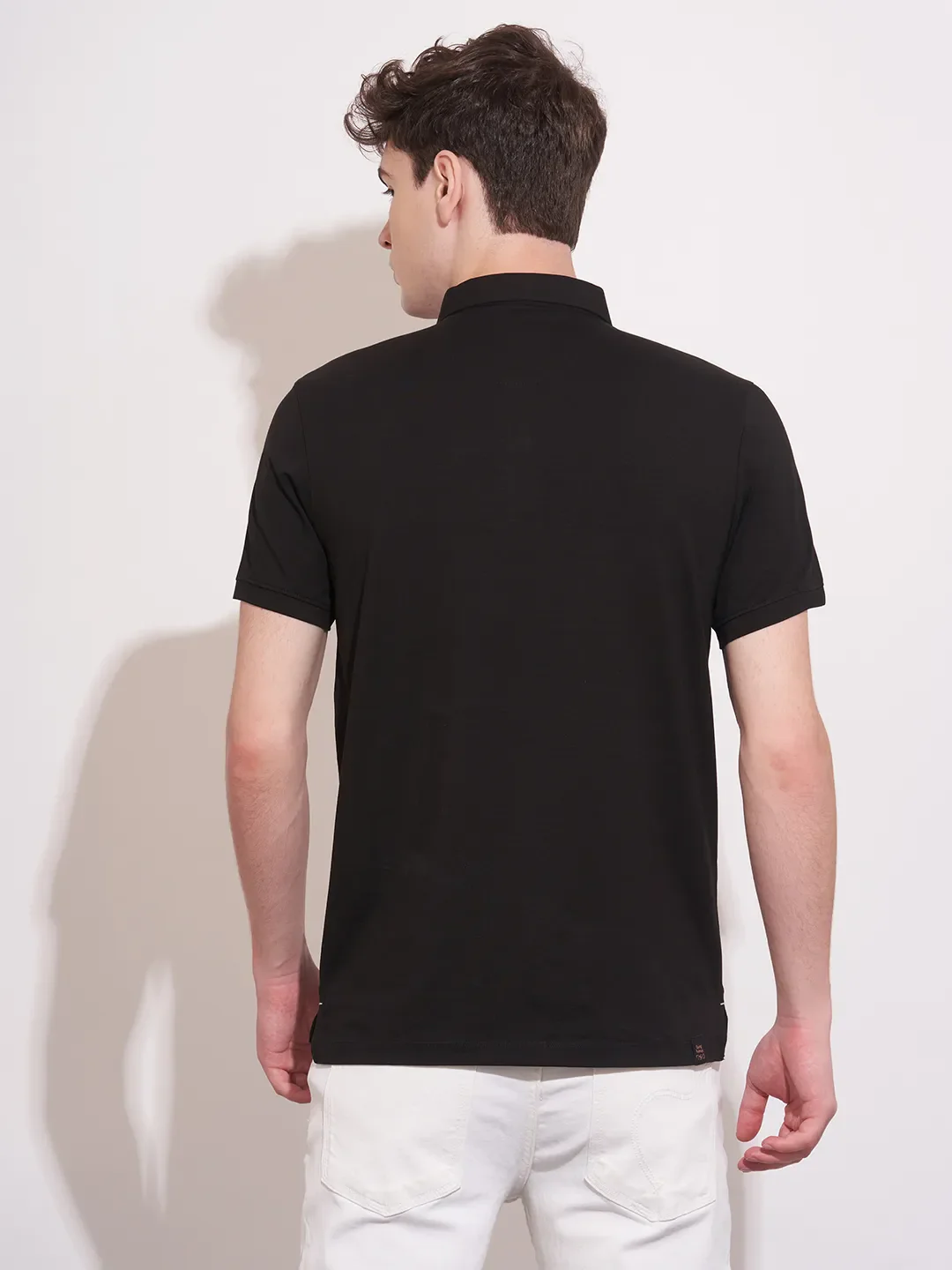 Black Regular Fit Men's Polo T-Shirt by Being Human Clothing - Image 3