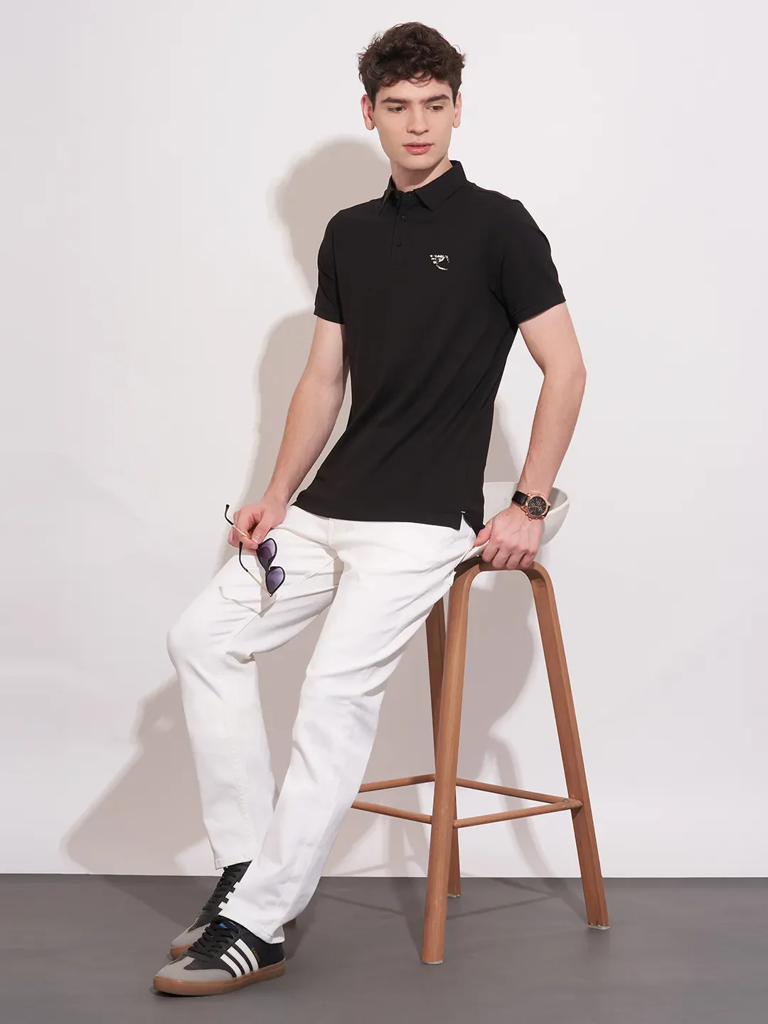 Black Regular Fit Men's Polo T-Shirt by Being Human Clothing - Image 4
