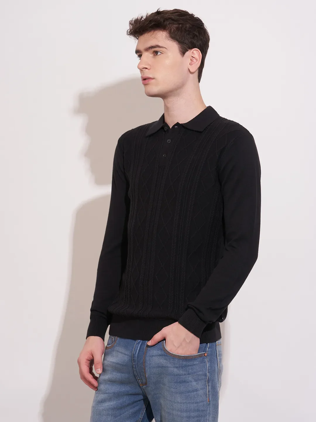 Black Regular Fit Men's Polo T-Shirt by Being Human Clothing - Image 2