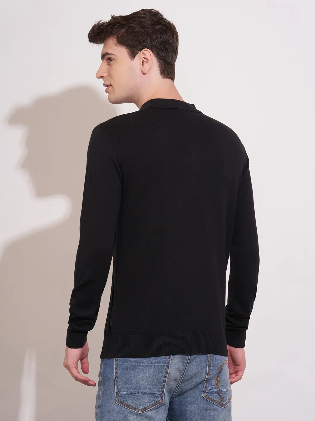 Black Regular Fit Men's Polo T-Shirt by Being Human Clothing - Image 3