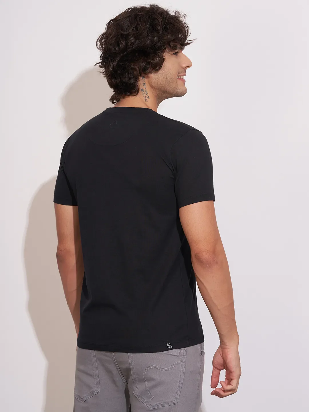 Black Moderno Fit Round Neck Men's T-Shirt by Being Human Clothing - Image 3