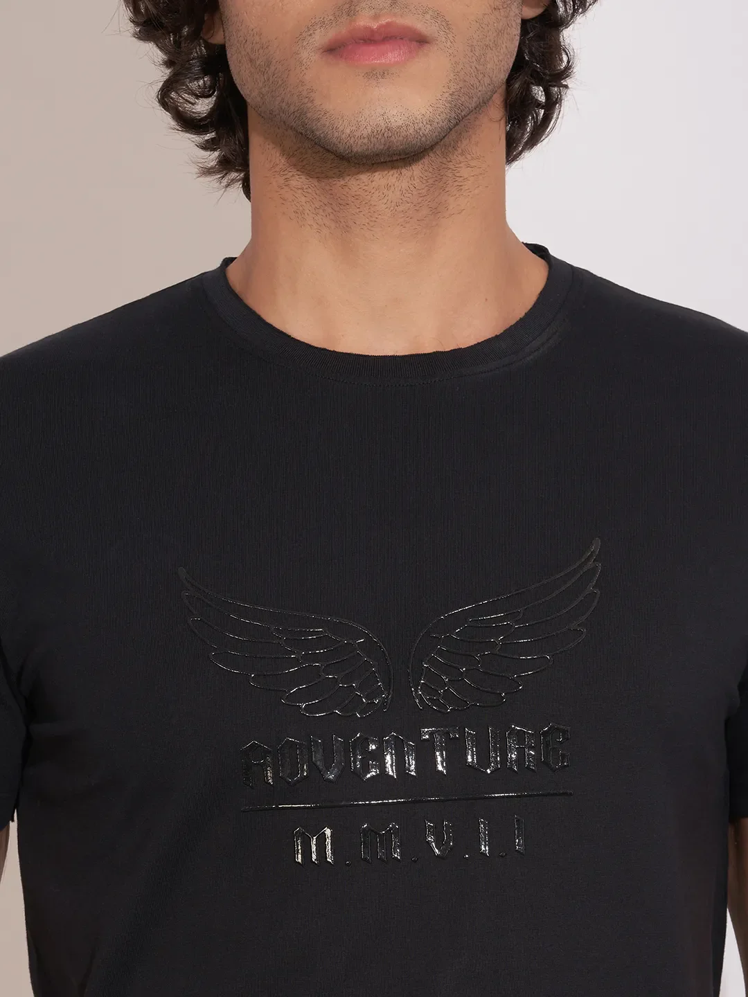 Black Moderno Fit Round Neck Men's T-Shirt by Being Human Clothing - Image 5