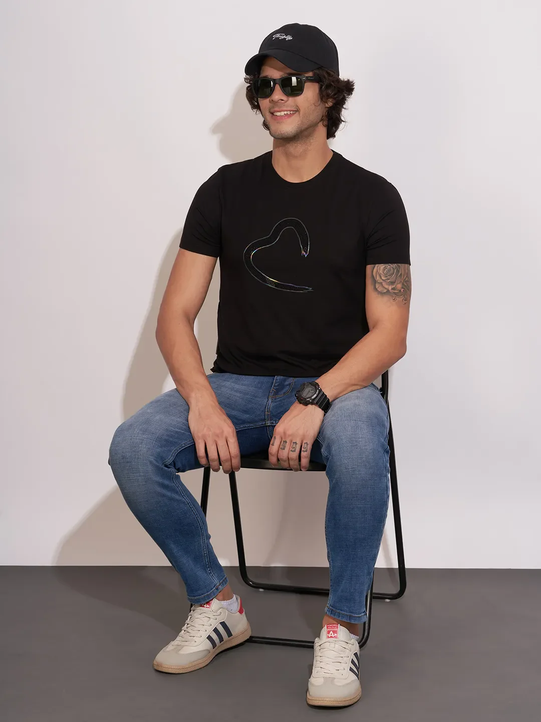 Black Moderno Fit Round Neck Men's T-Shirt by Being Human Clothing - Image 4