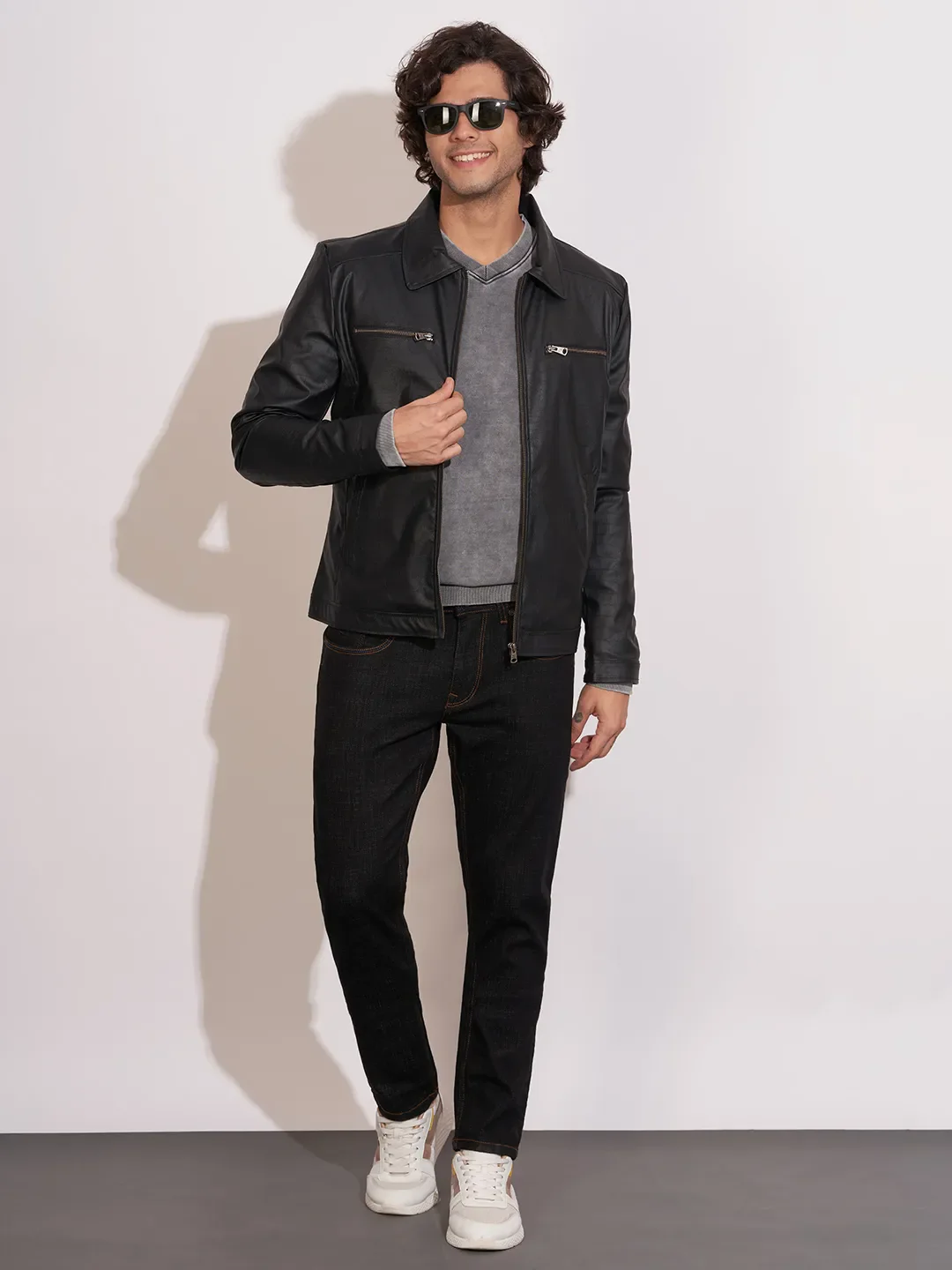 Black Regular Fit Round Neck Men's Sweatshirt by Being Human Clothing - Image 4