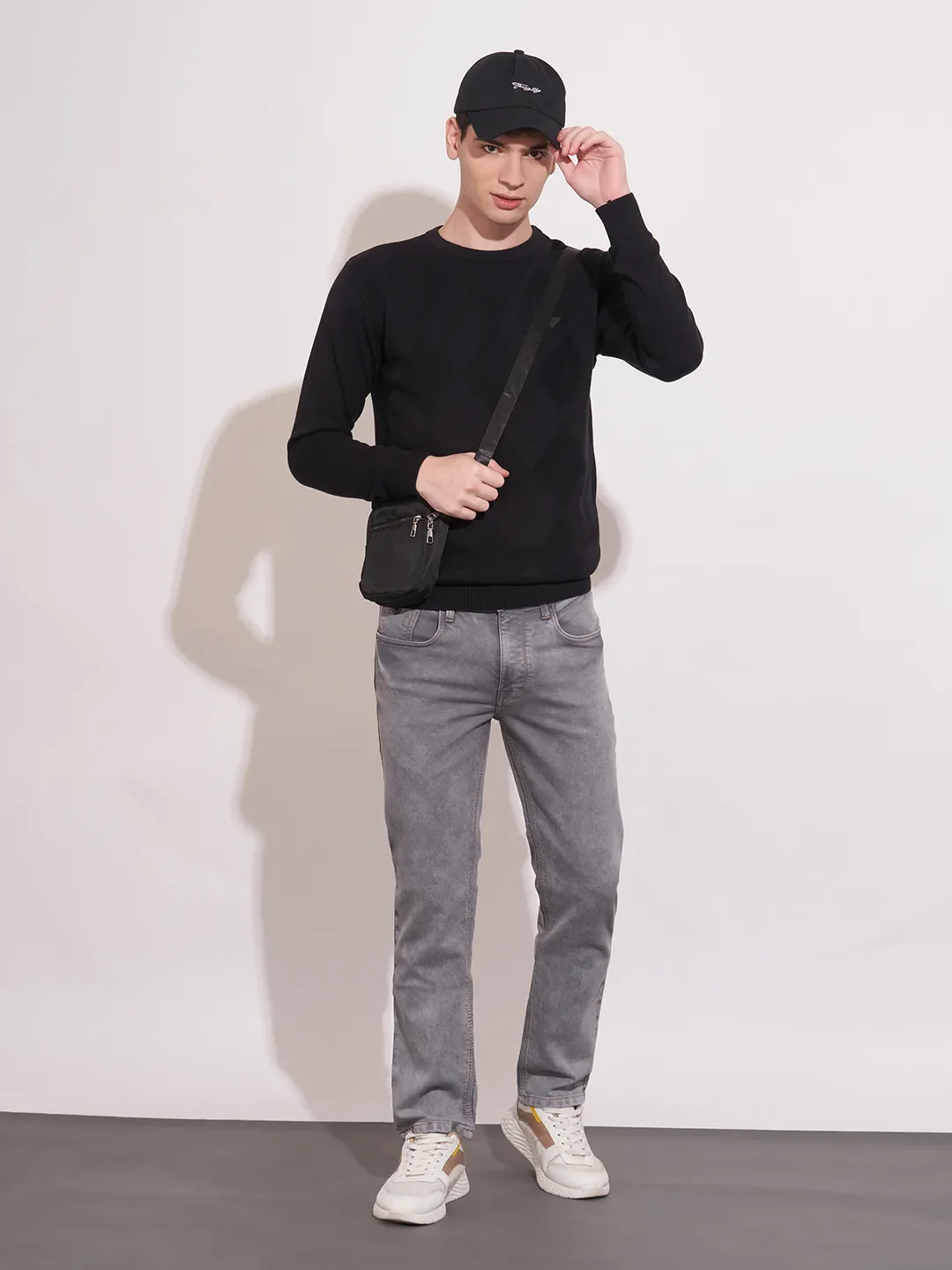 Black Regular Fit Round Neck Men's Sweatshirt by Being Human Clothing - Image 4