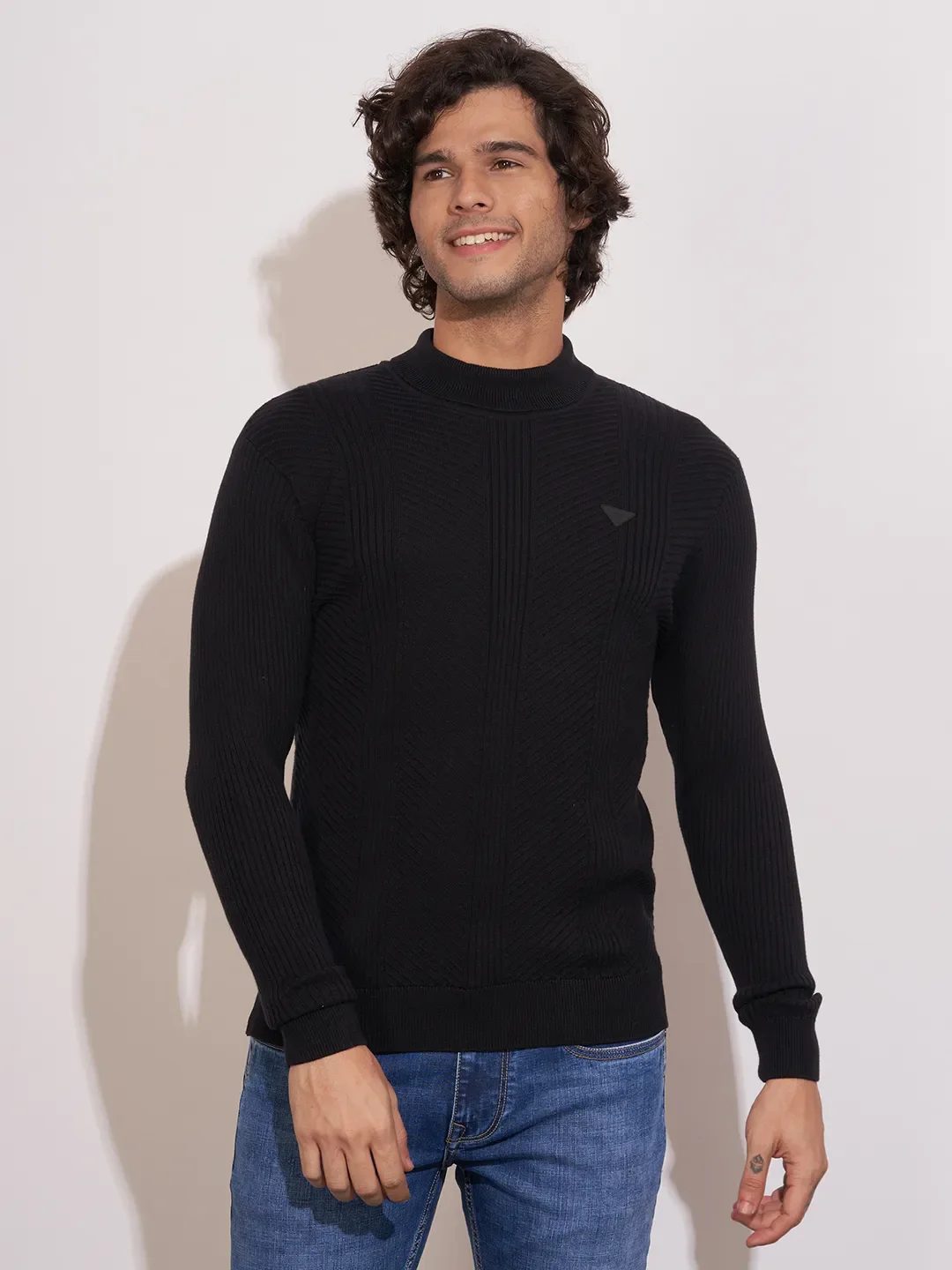 Black Regular Fit Round Neck Men's Sweatshirt by Being Human Clothing