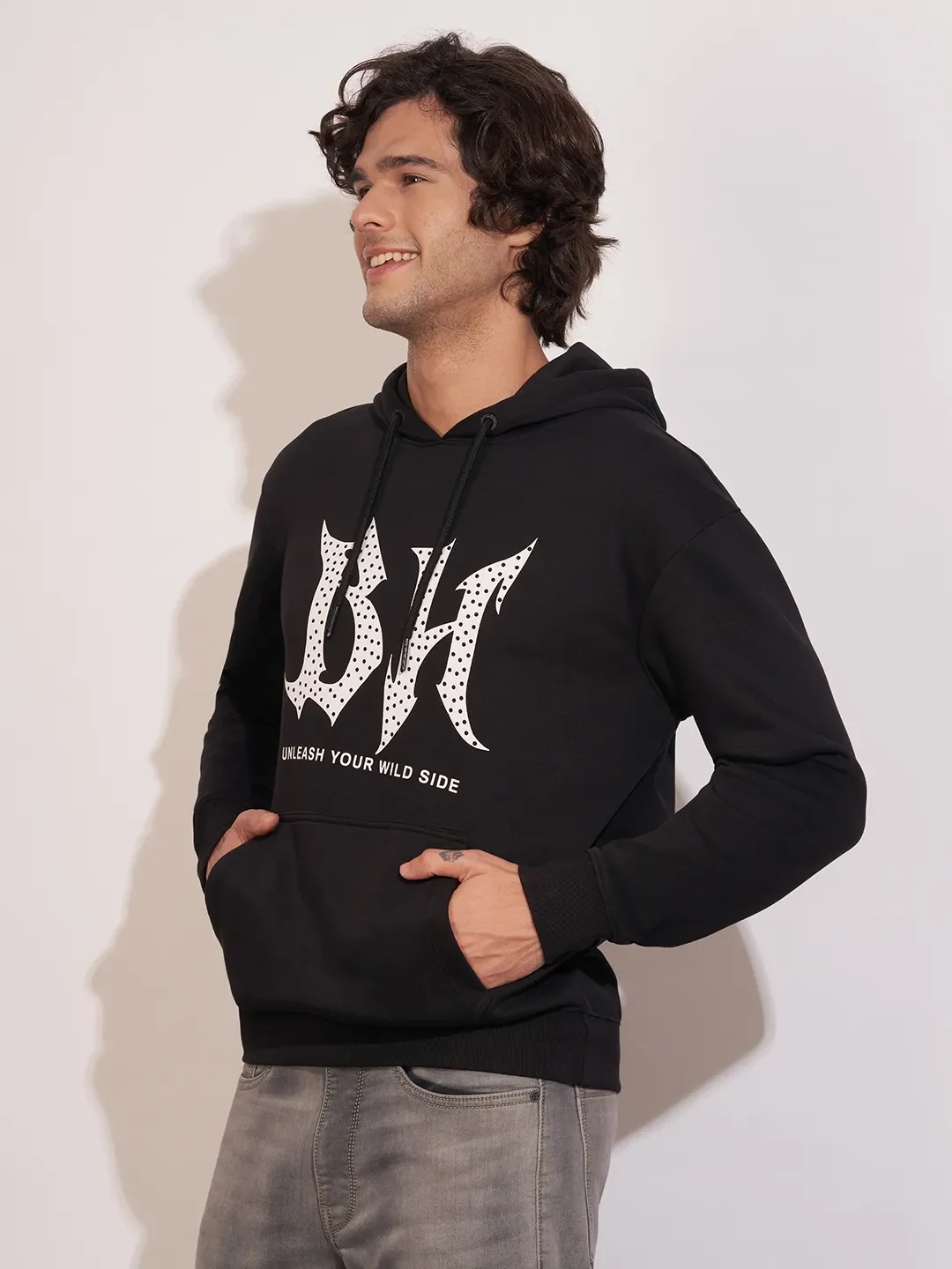 Black Easy Fit Men's Hoodie by Being Human Clothing - Image 2