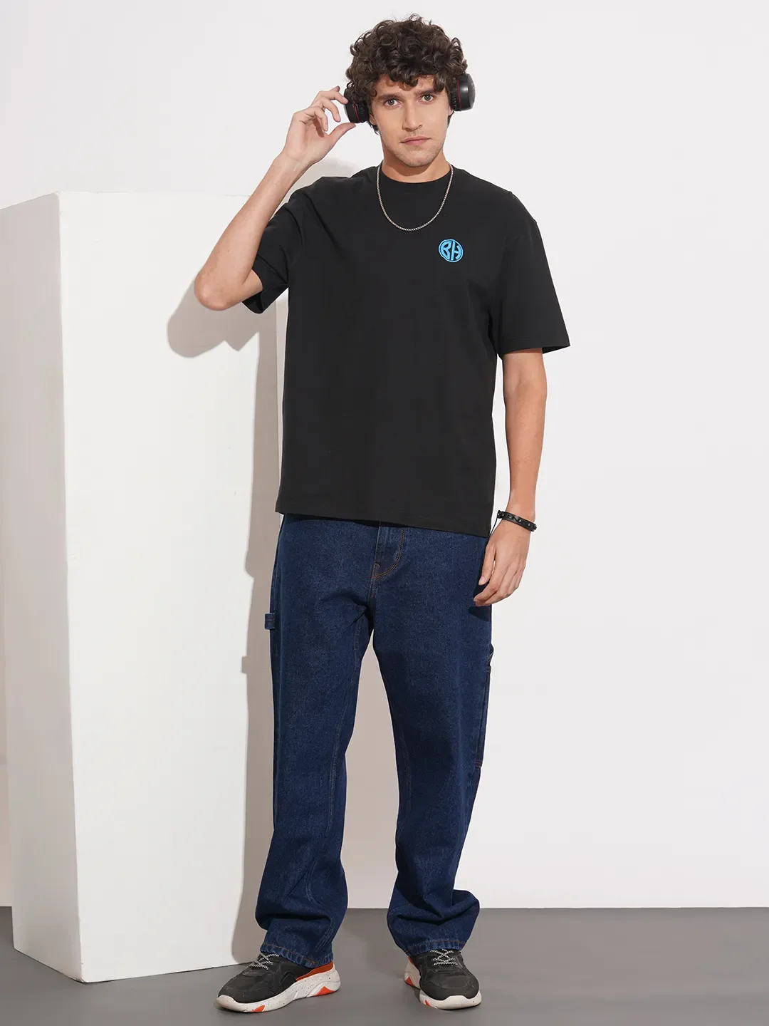 Black Easy Fit Round Neck Men's T-Shirt by Being Human Clothing - Image 4