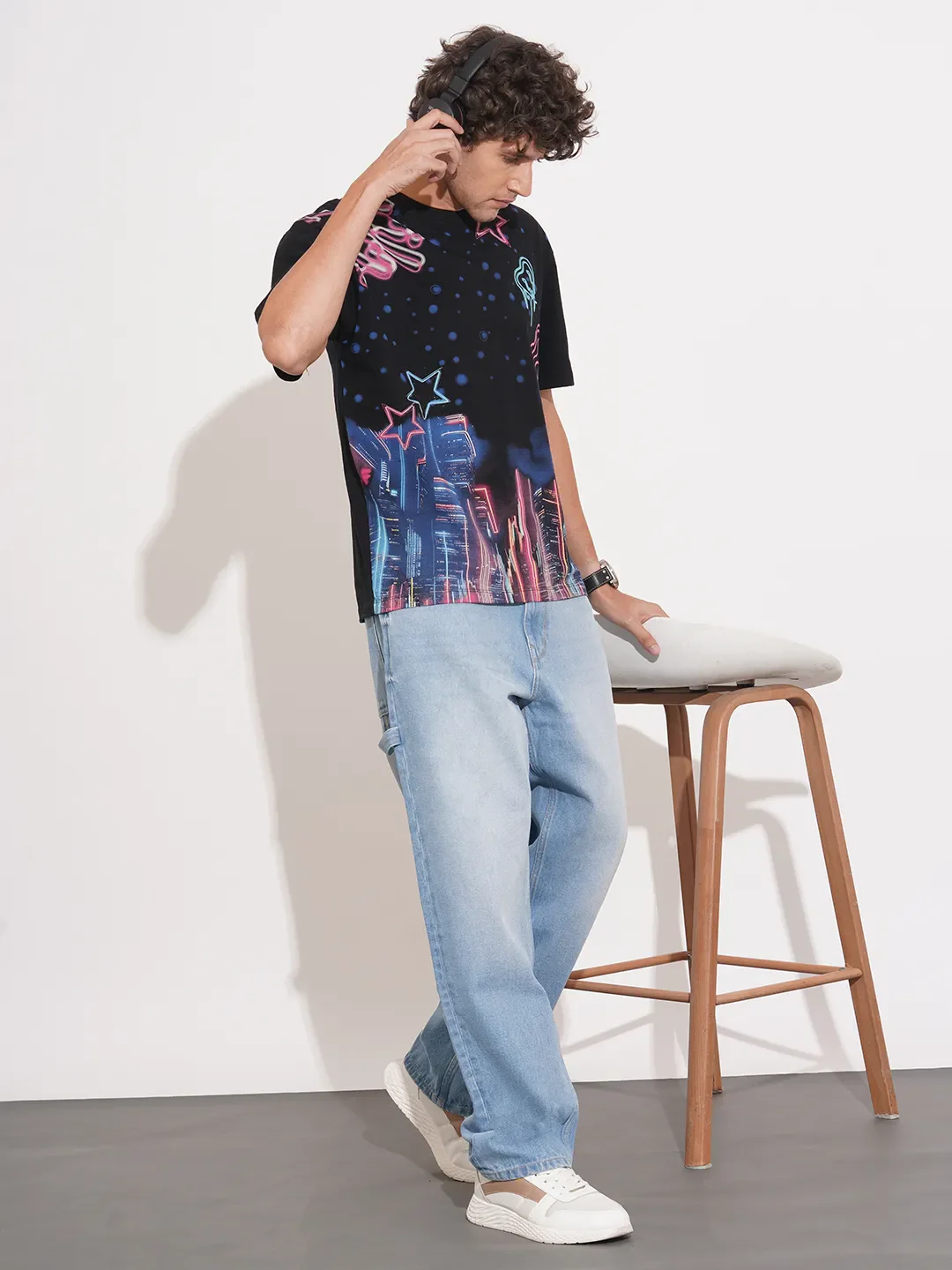 Black Easy Fit Round Neck Men's T-Shirt by Being Human Clothing - Image 4