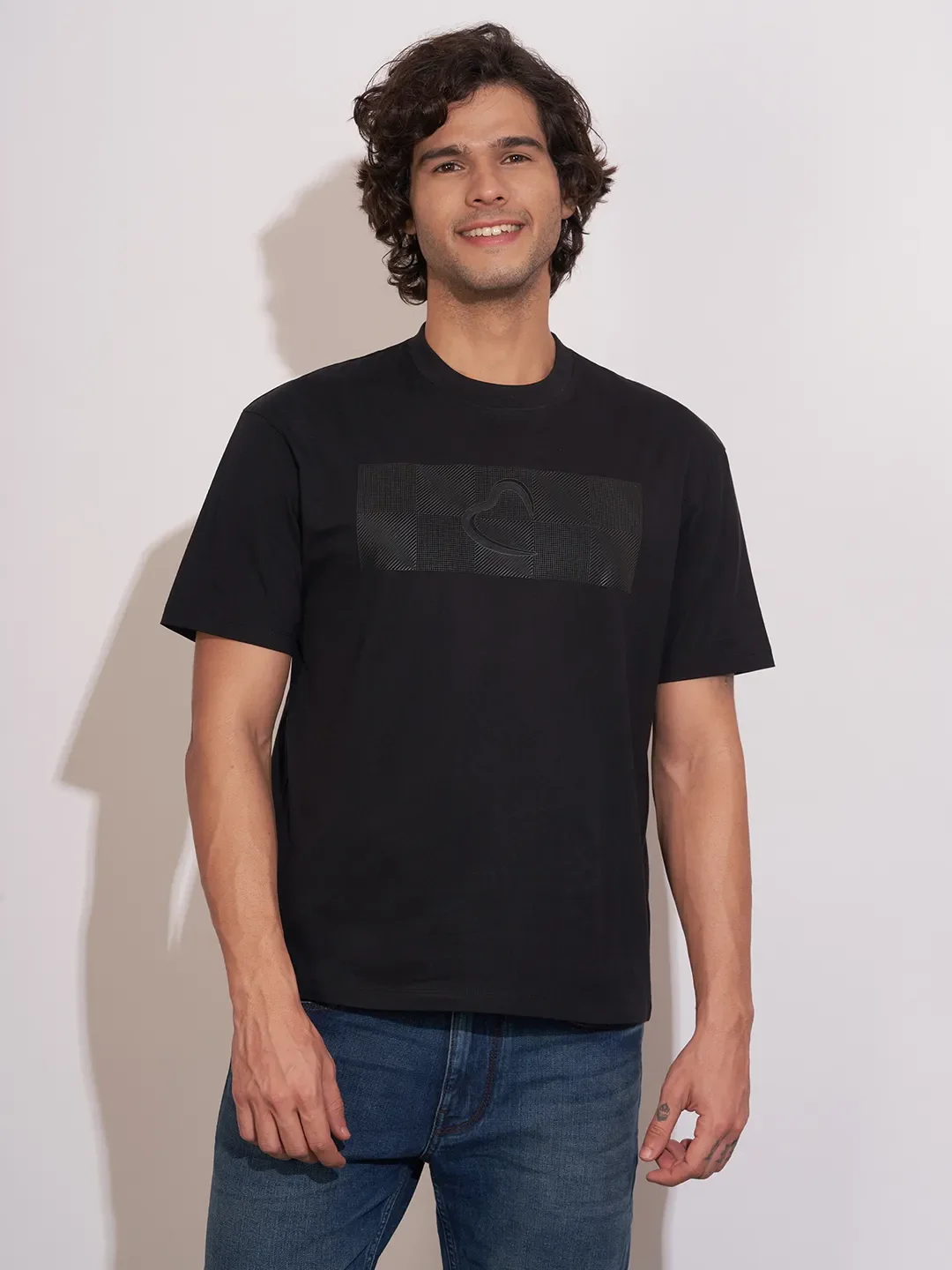 Black Easy Fit Round Neck Men's T-Shirt by Being Human Clothing