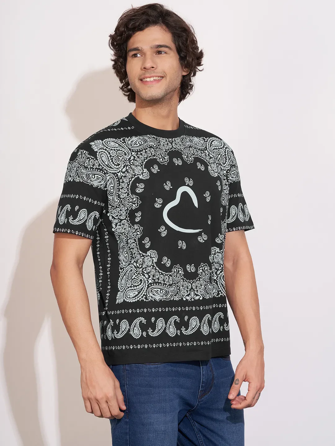 Black Easy Fit Round Neck Men's T-Shirt by Being Human Clothing - Image 2
