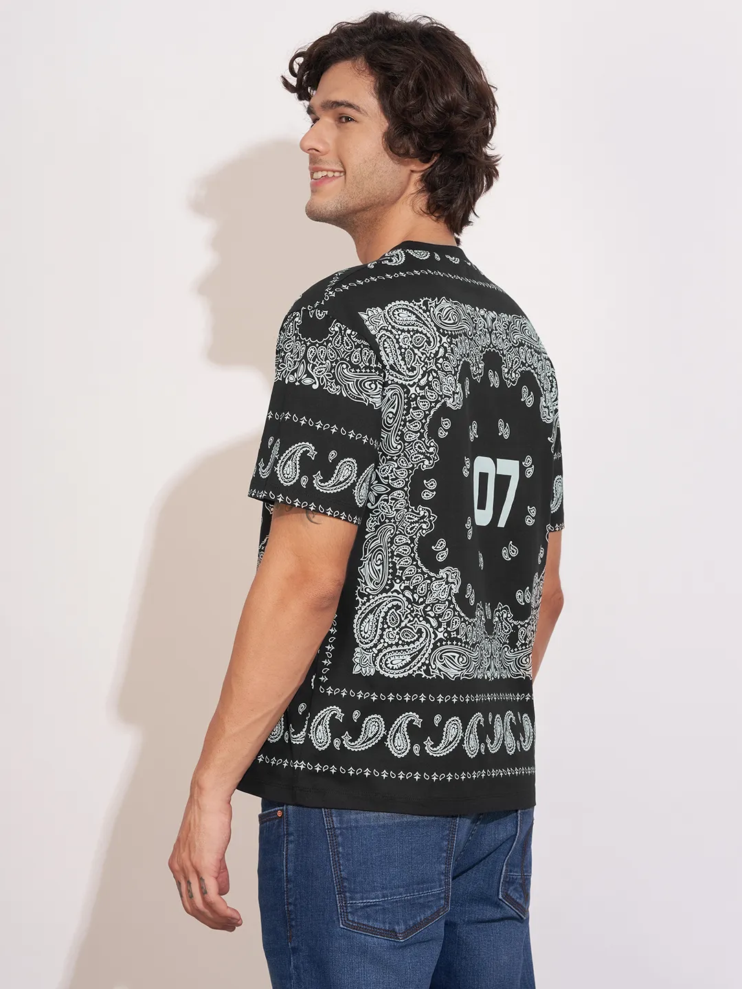 Black Easy Fit Round Neck Men's T-Shirt by Being Human Clothing - Image 3