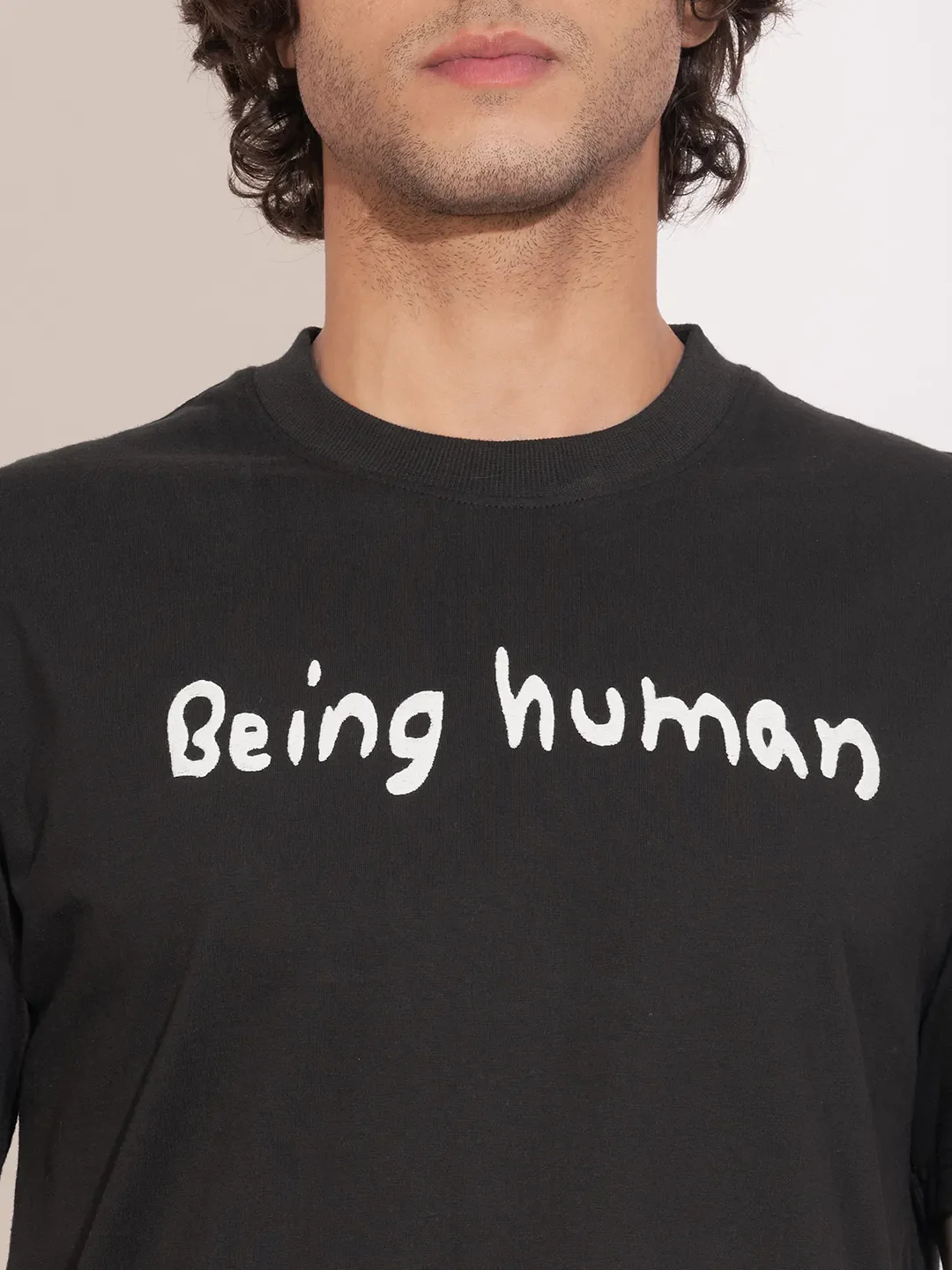 Black Easy Fit Round Neck Men's T-Shirt by Being Human Clothing - Image 5