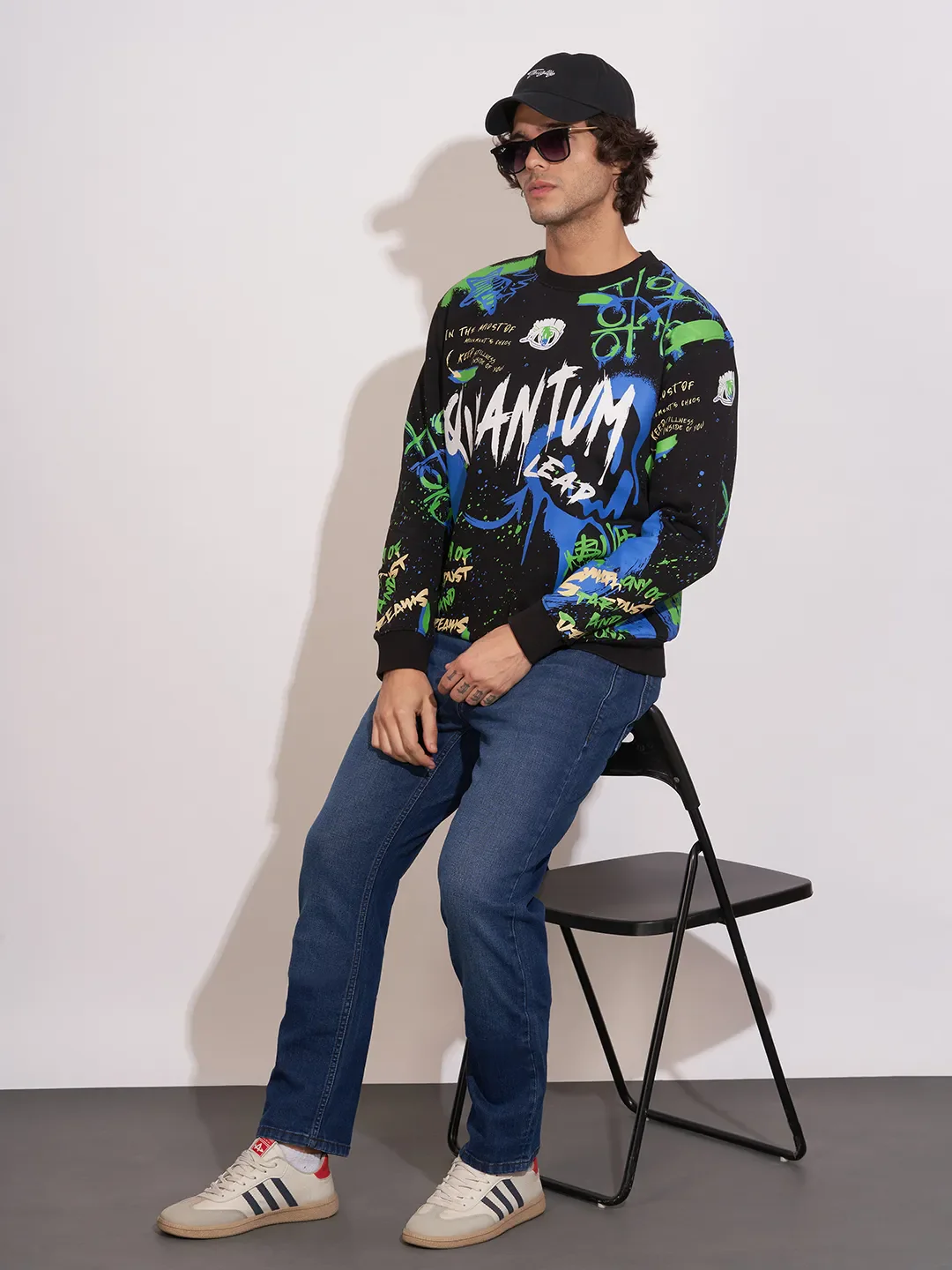 Black Easy Fit Round Neck Men's Sweatshirt by Being Human Clothing - Image 4