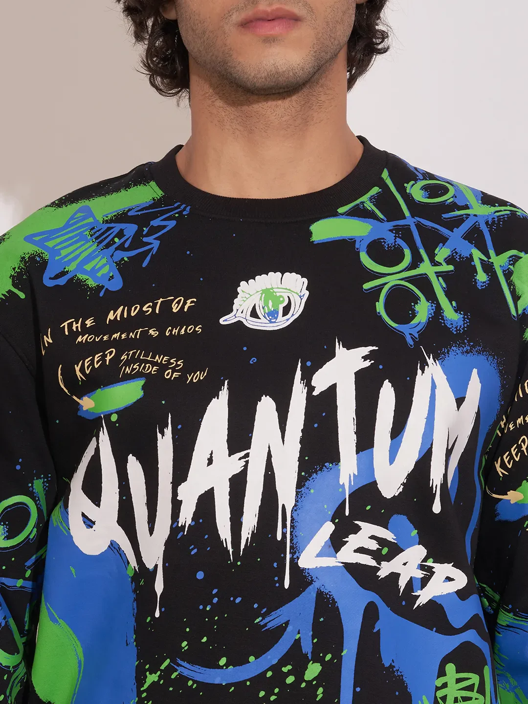Black Easy Fit Round Neck Men's Sweatshirt by Being Human Clothing - Image 5