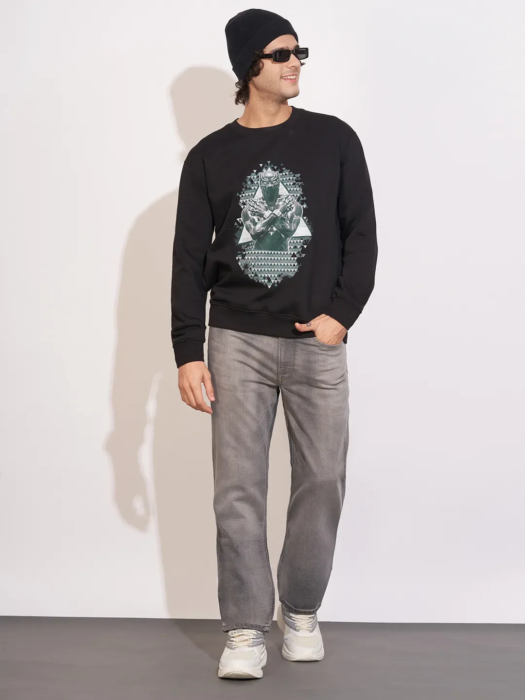Black Easy Fit Round Neck Men's Sweatshirt by Being Human Clothing - Image 4