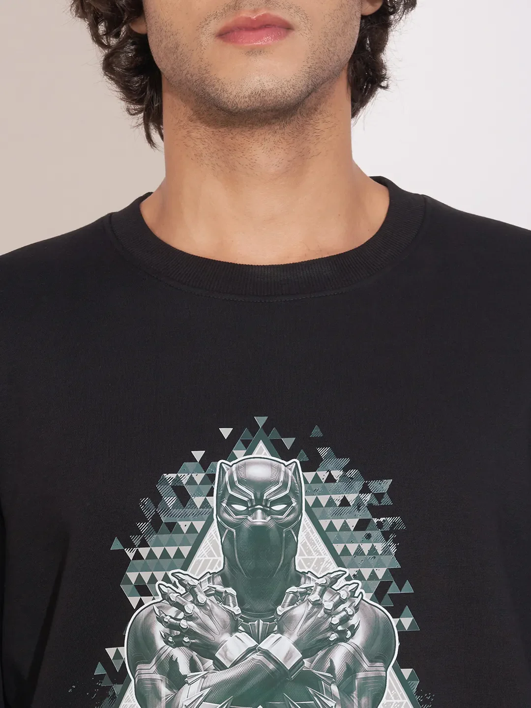 Black Easy Fit Round Neck Men's Sweatshirt by Being Human Clothing - Image 5