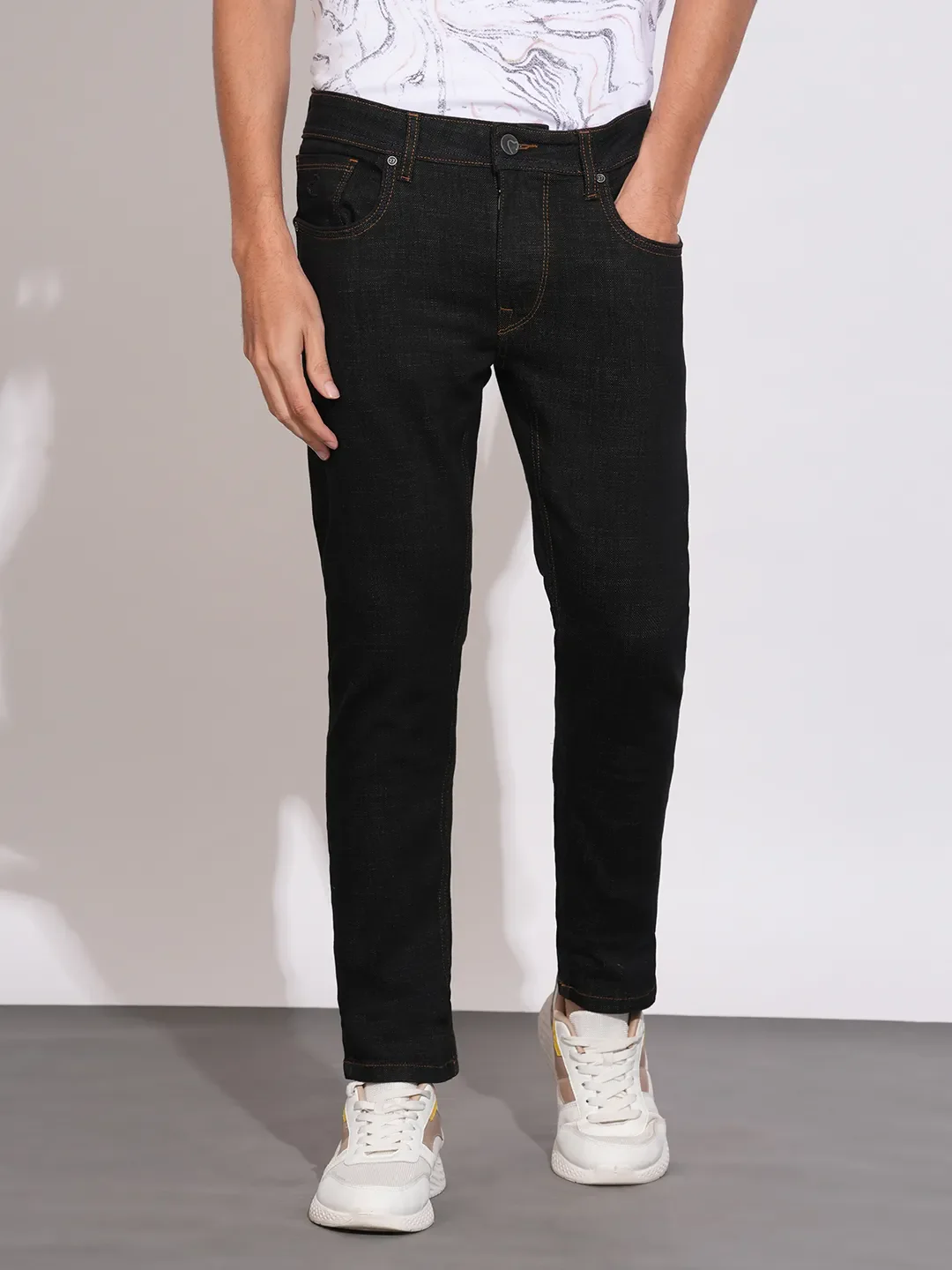 Black Skinny Fit Denims For Men By Being Human Clothing