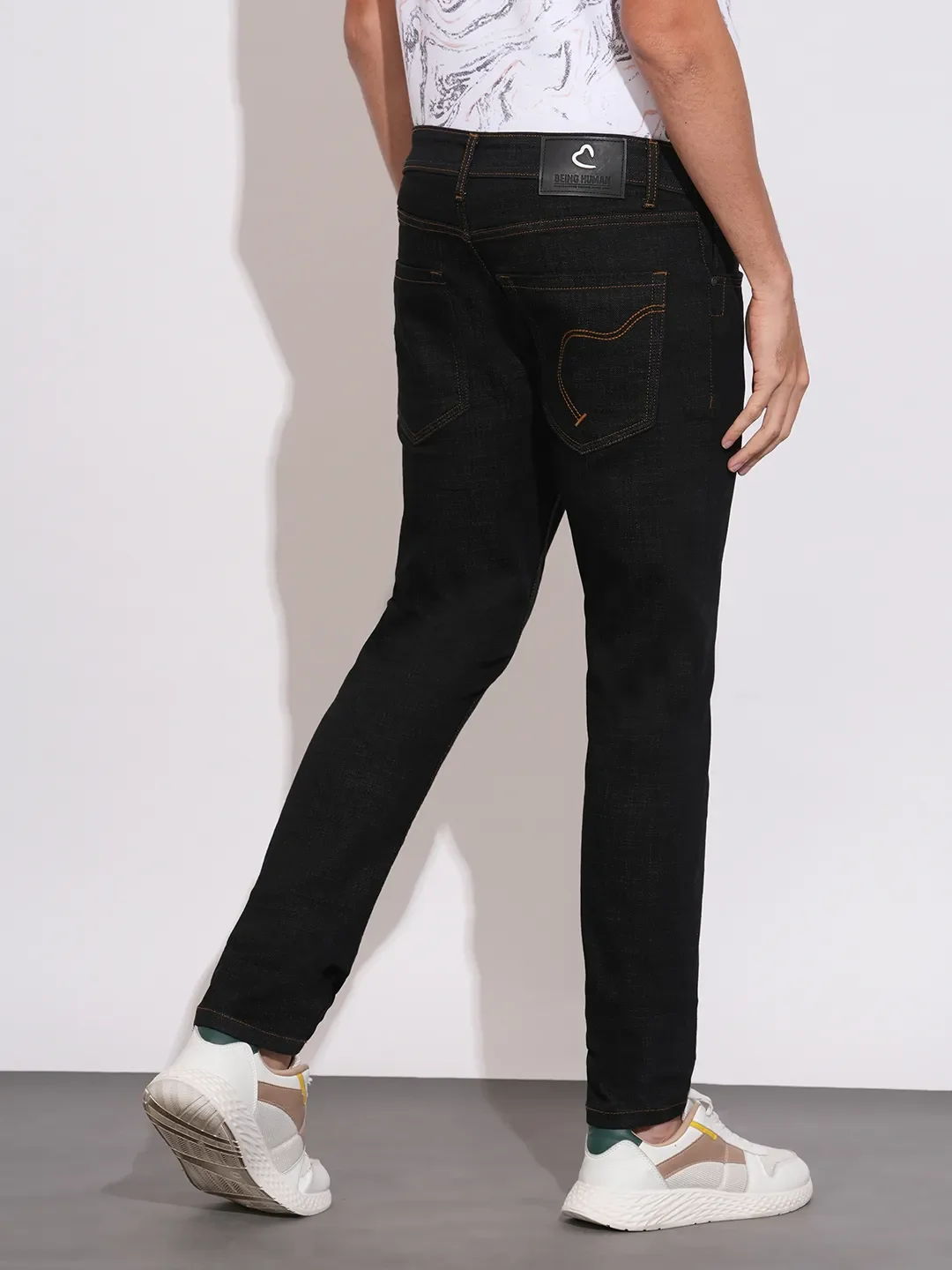 Black Skinny Fit Denims For Men By Being Human Clothing - Image 3