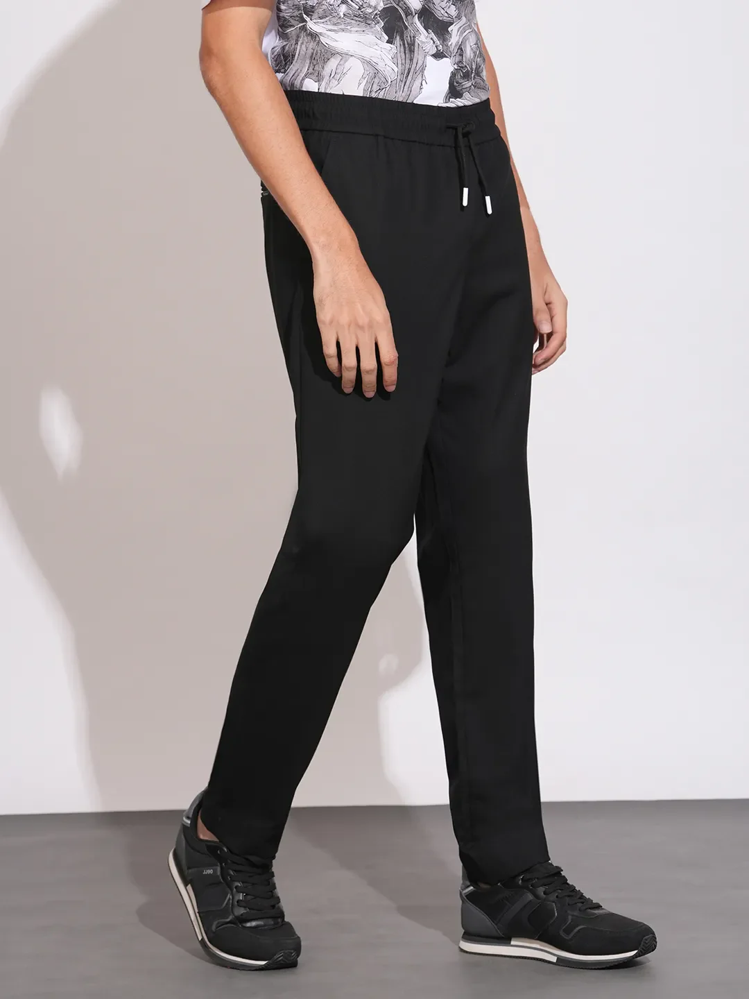 Black Cropped Fit Chinos For Men By Being Human Clothing - Image 2