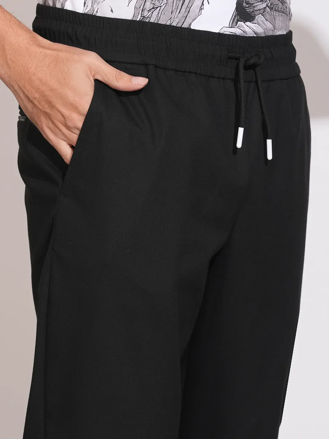Black Cropped Fit Chinos For Men By Being Human Clothing - Image 5