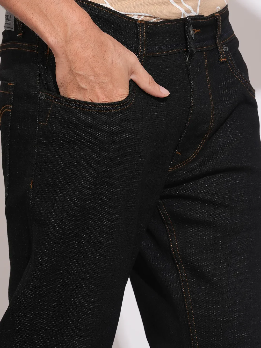 Black Straight Fit Denims For Men By Being Human Clothing - Image 5