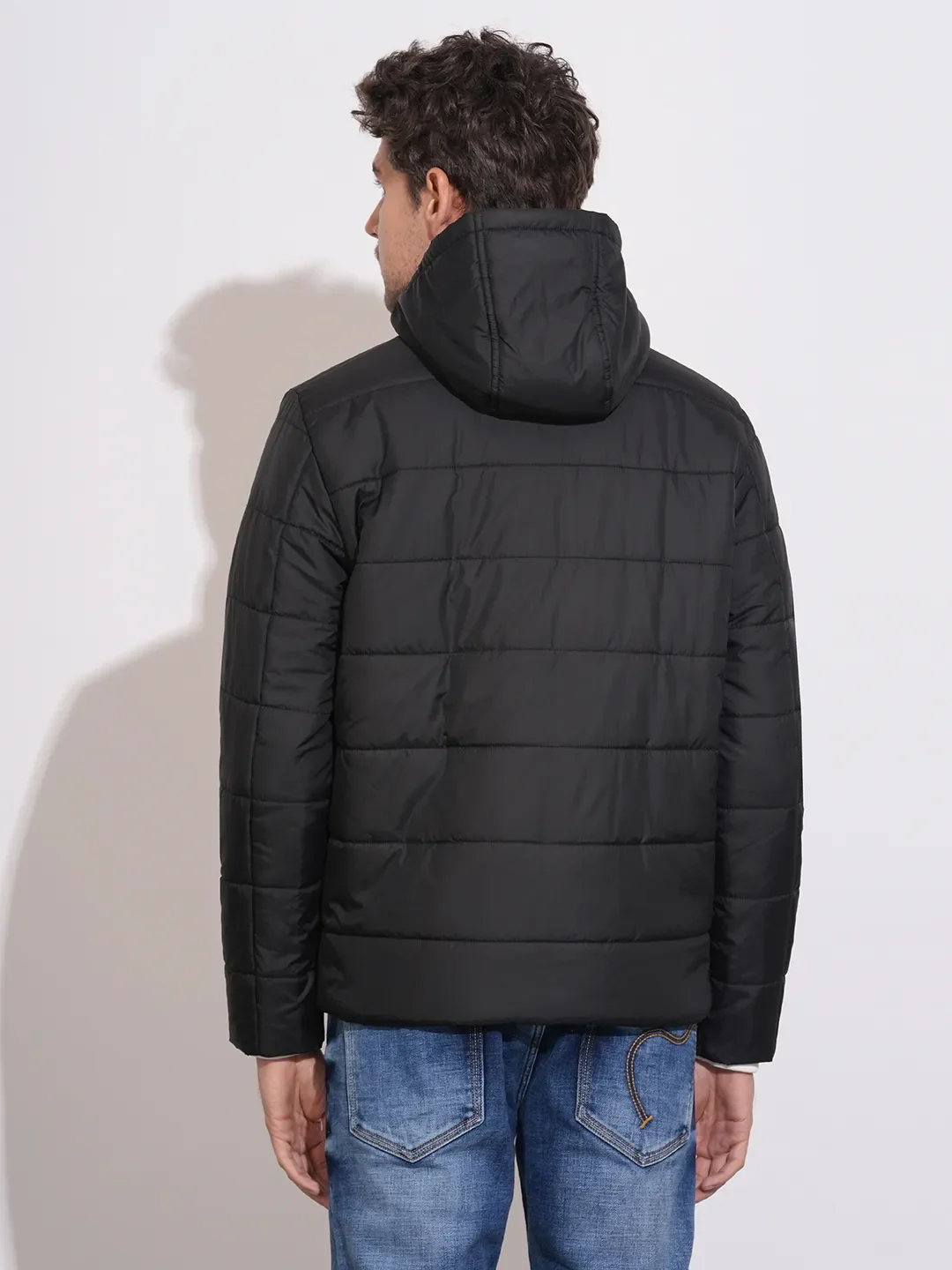 Black Regular Fit Long Sleeves Polyester Men's Jacket by Being Human Clothing - Image 3