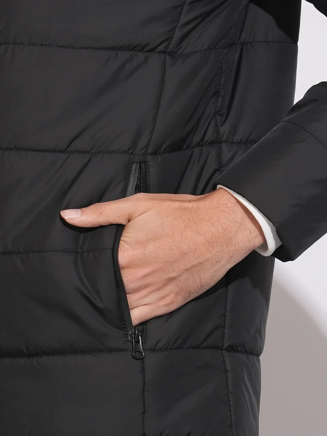 Black Regular Fit Long Sleeves Polyester Men's Jacket by Being Human Clothing - Image 7